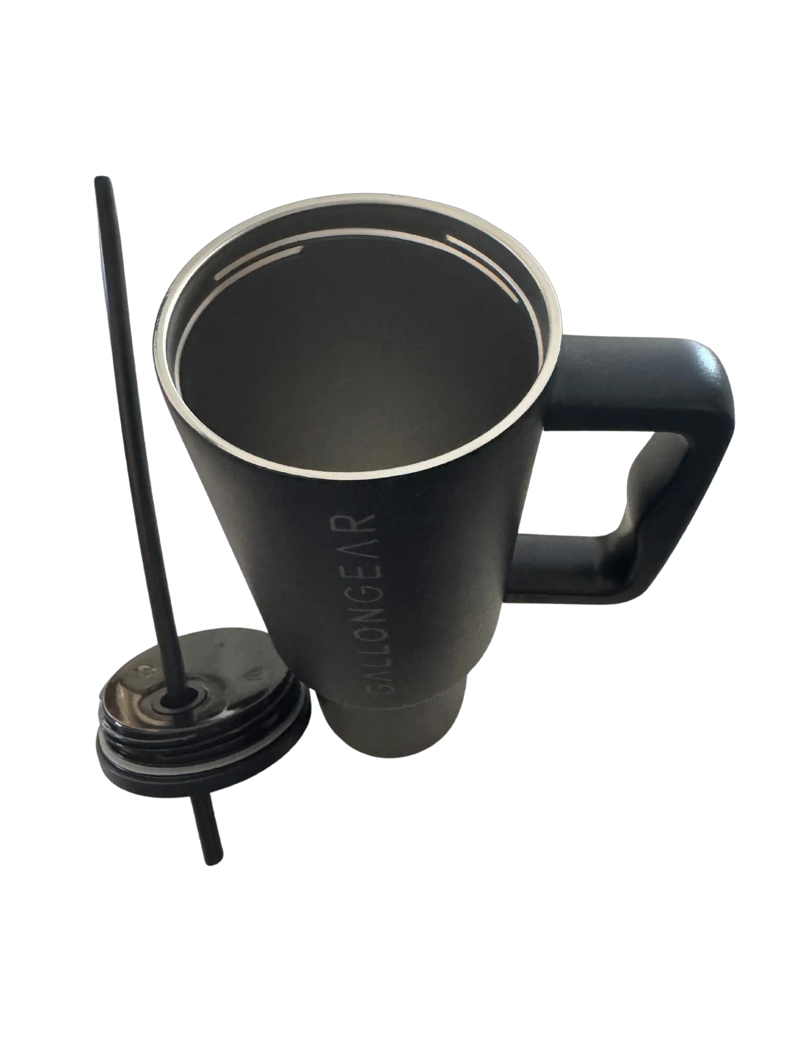 Water Bottle Stainless Steel Tumbler with Straw 40 Oz | Gallon Gear | Black | Hot/Cold