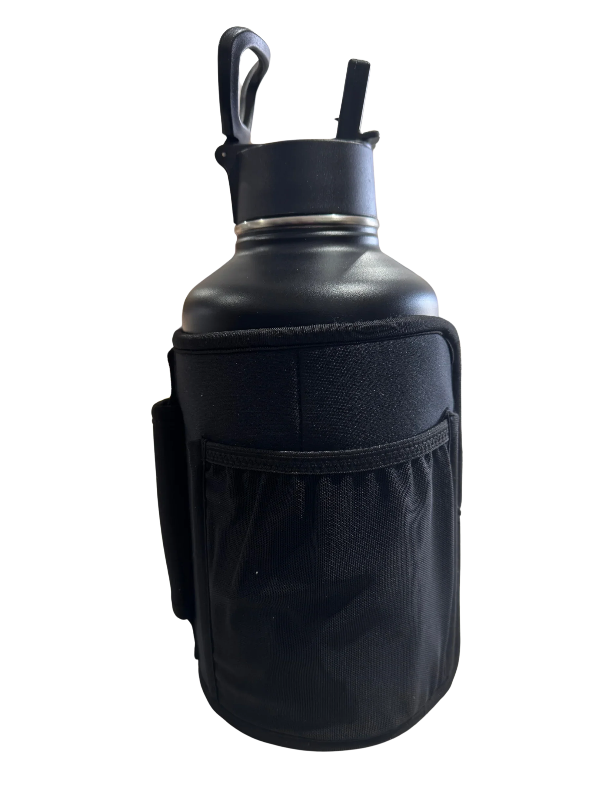 * IN STOCK * 2026 GALLON GEAR COMBO 64 OUNCE STAINLESS STEEL BLACK | GYM WATER BOTTLE WITH SLEEVE | NEOPRENE SLEEVE WITH CARRYING HANDLE (BLACK BOTTLE/BLACK/BROWN SLEEVE)