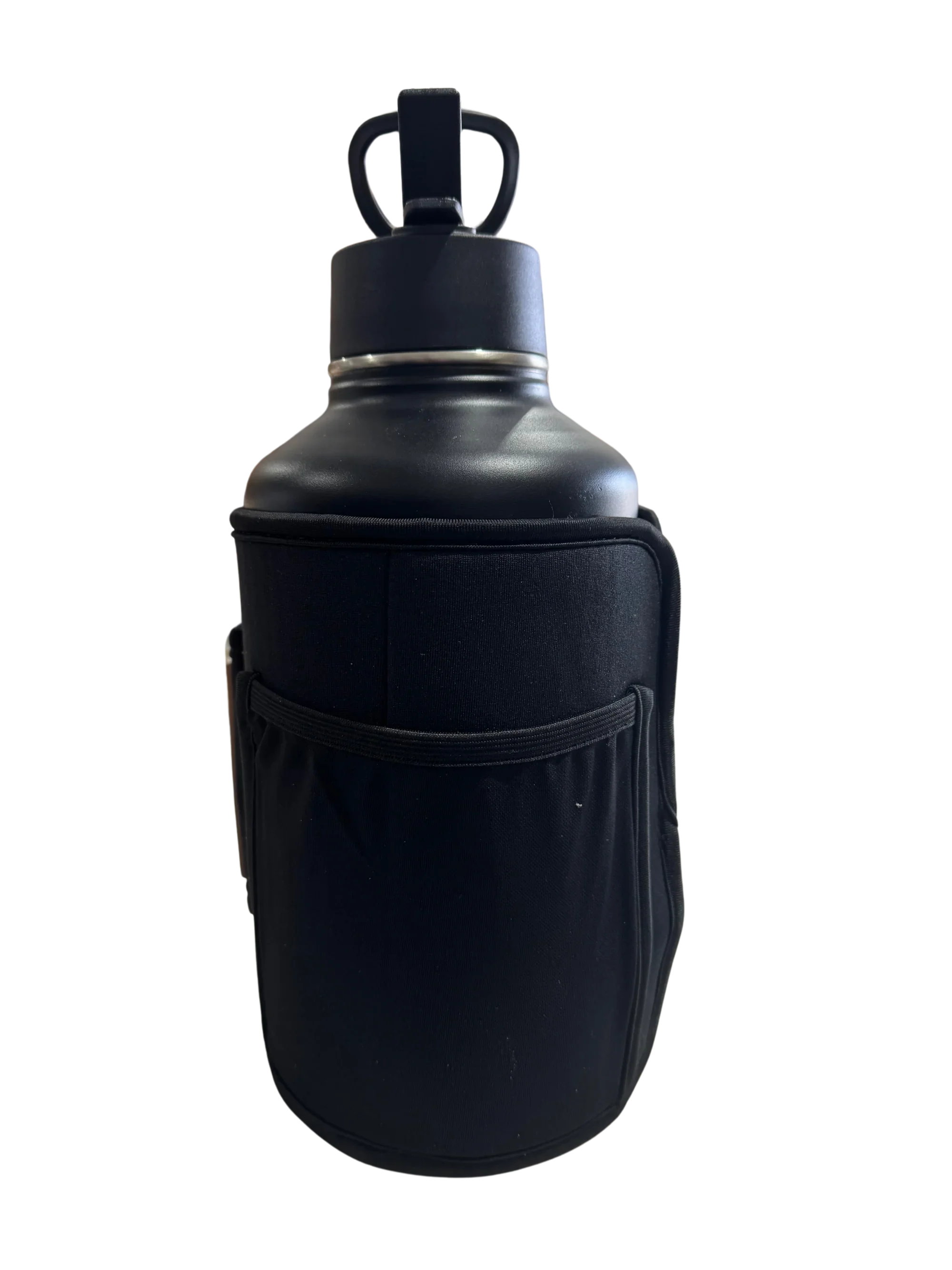 * IN STOCK * 2026 GALLON GEAR COMBO 64 OUNCE STAINLESS STEEL | GYM WATER BOTTLE WITH SLEEVE | NEOPRENE SLEEVE WITH CARRYING HANDLE (BLACK BOTTLE/BLACK SLEEVE)