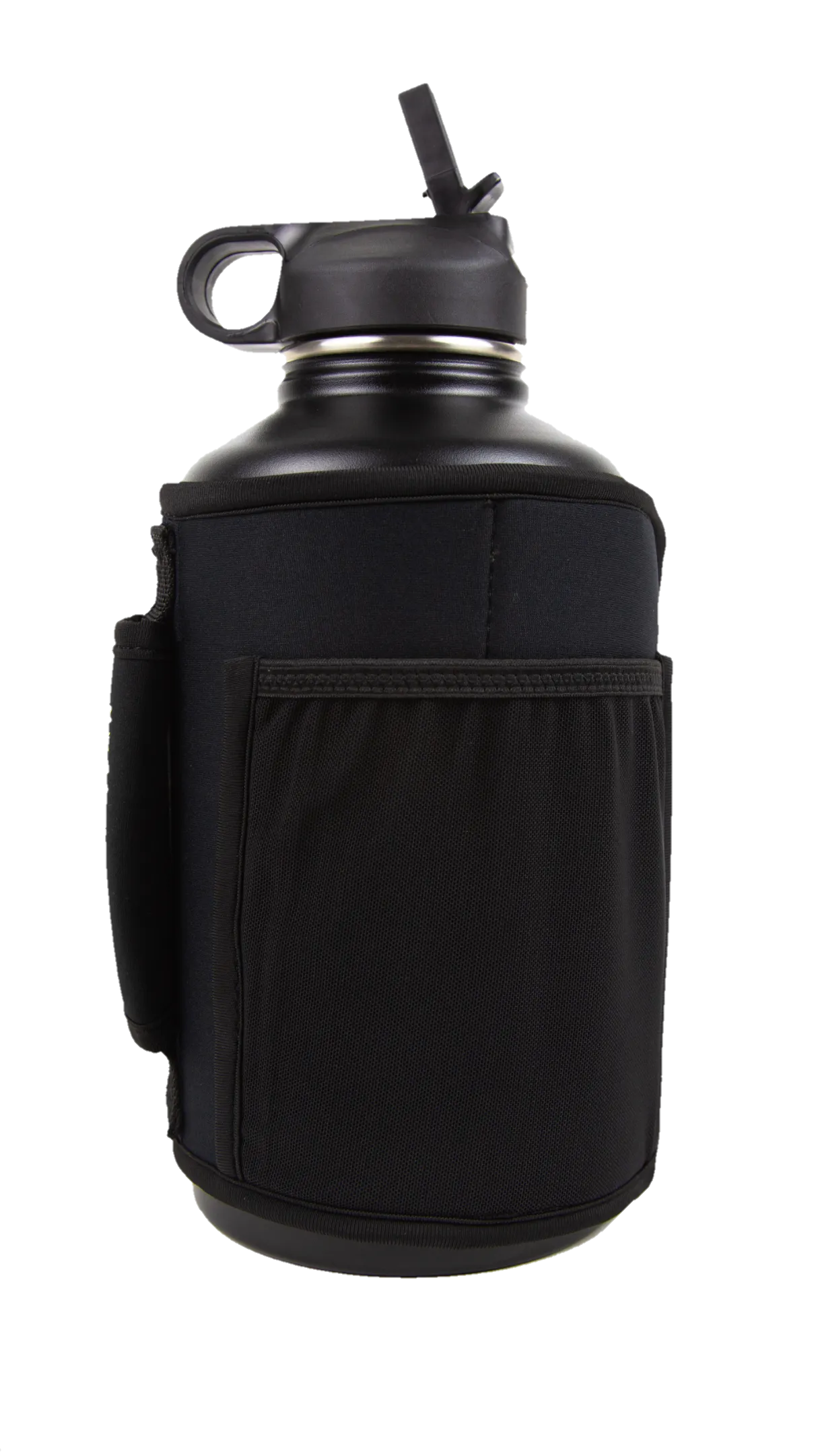 * IN - STOCK * 2025 GALLON GEAR COMBO 40 OUNCE STAINLESS STEEL | GYM WATER BOTTLE WITH SLEEVE | NEOPRENE SLEEVE WITH CARRYING HANDLE (BLACK BOTTLE /BLACK/BROWN SLEEVE)