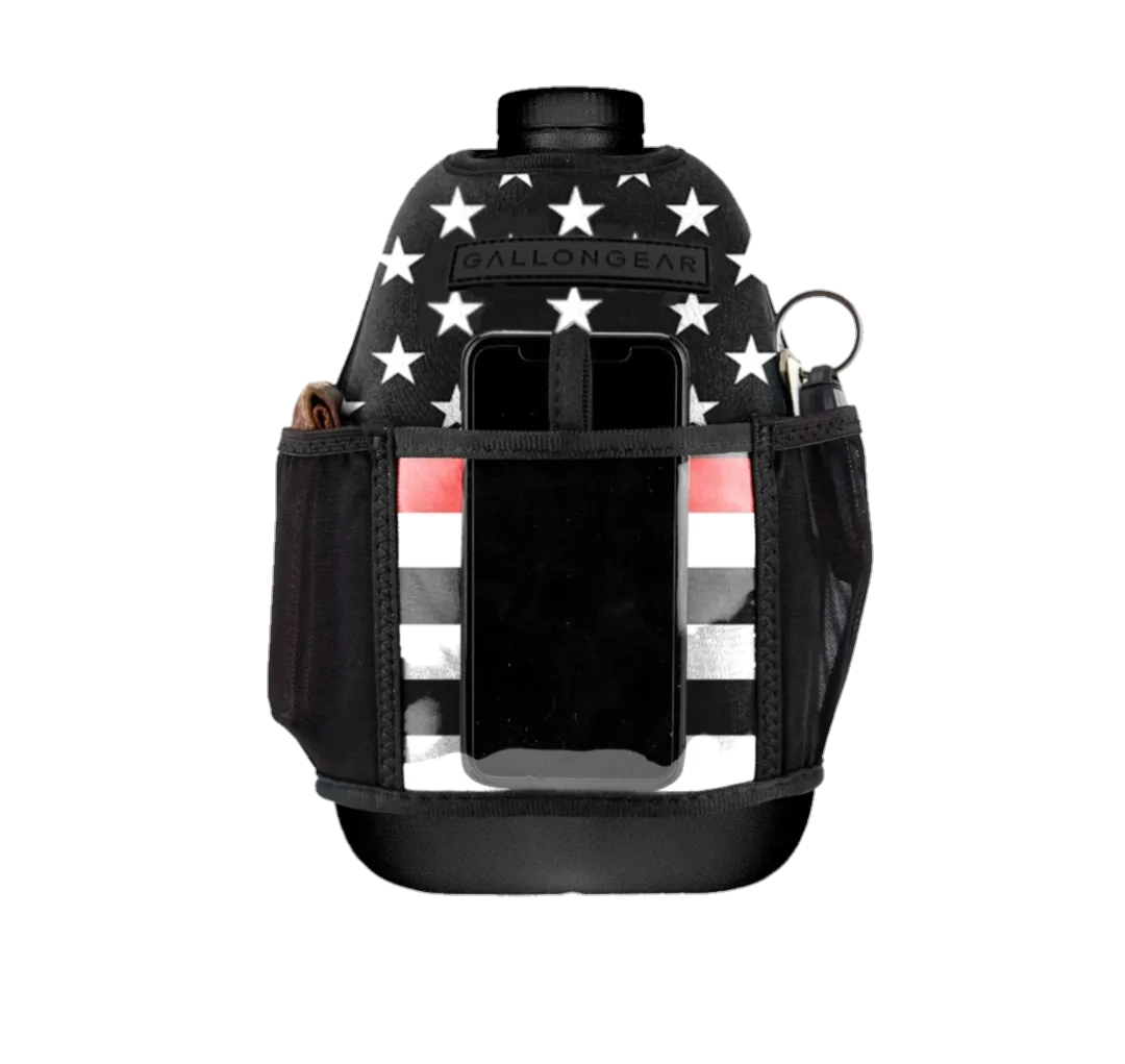 "2025" GALLON GEAR 1 GALLON BOOTY | GYM WATER BOTTLE SLEEVE (THIN RED LINE)#
