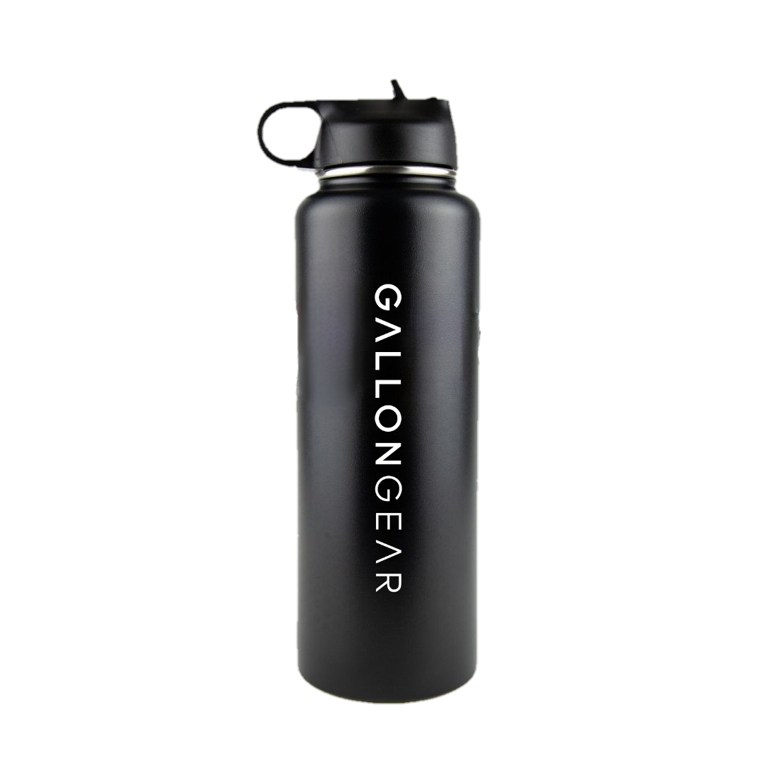 * IN STOCK * GALLON GEAR STAINLESS STEEL INSULATED WATER BOTTLE 40oz LID WITH STRAW | KEEP COLD FOR 24 HOURS | HOT FOR 12 HOURS (BLACK)