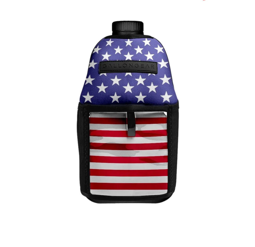 "2025" GALLON GEAR HALF GALLON BOOTY | GYM WATER BOTTLE SLEEVE (FLAG USA)#