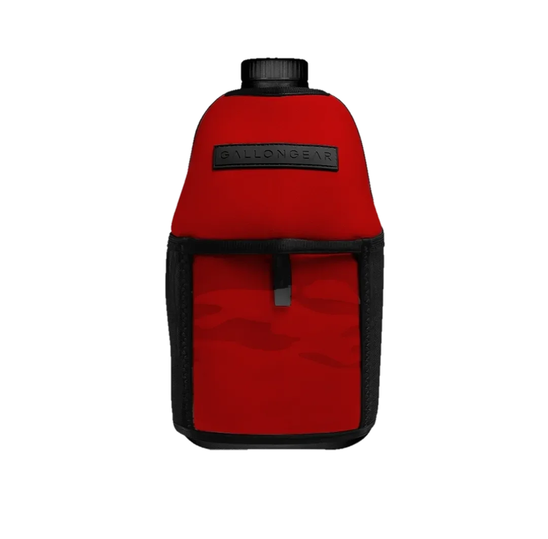 "2025" GALLON GEAR HALF GALLON BOOTY | GYM WATER BOTTLE SLEEVE (RED/BLACK)#