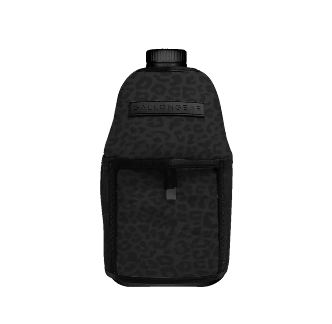 "2025" GALLON GEAR HALF GALLON BOOTY | GYM WATER BOTTLE SLEEVE (LEOPARD BLACK)