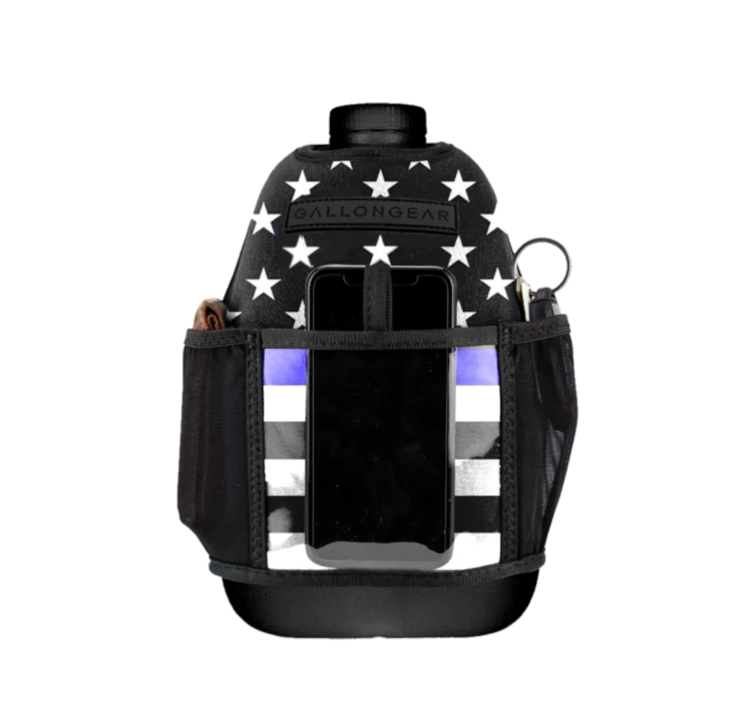 "2025" GALLON GEAR 1 GALLON BOOTY | GYM WATER BOTTLE SLEEVE (THIN BLUE LINE)