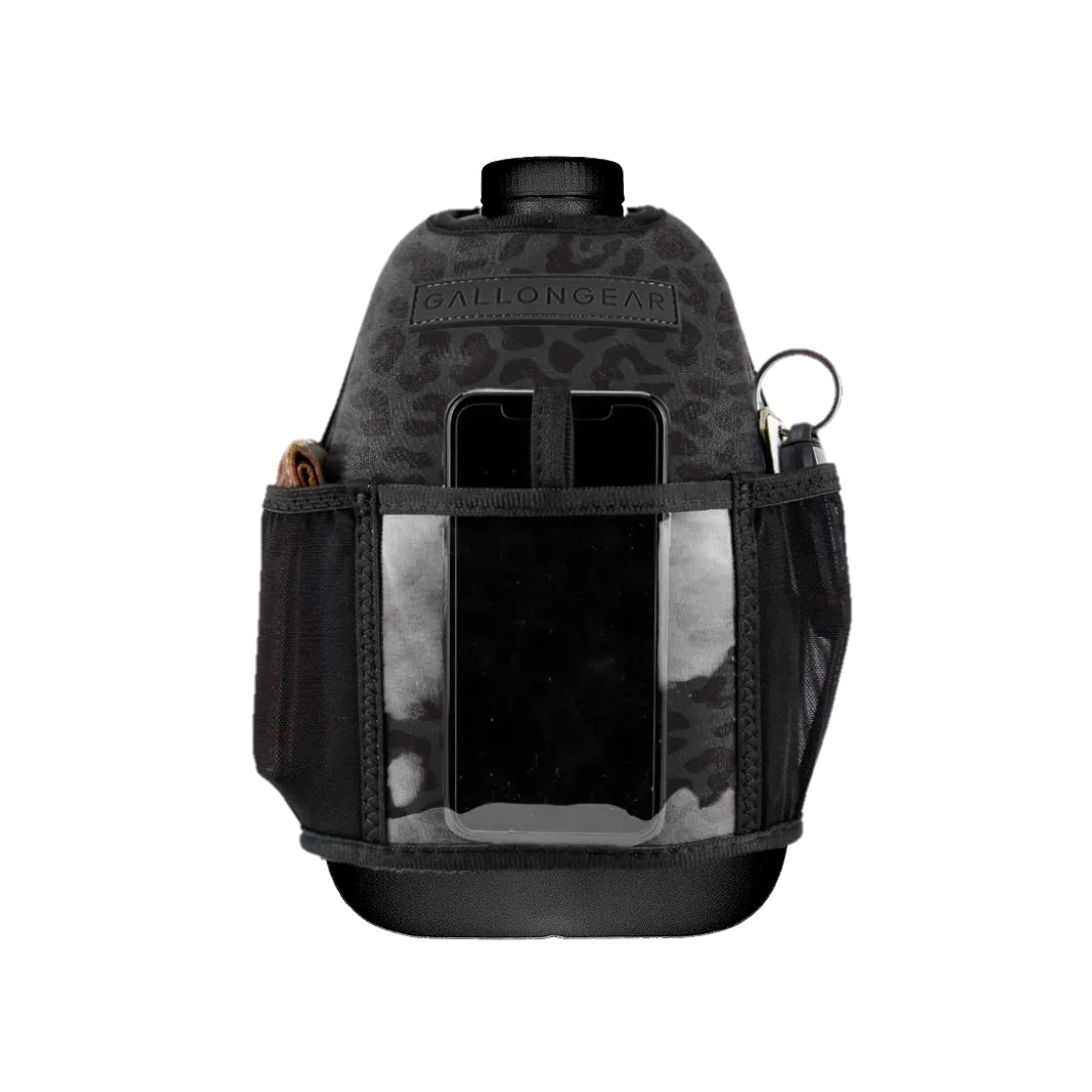 "2025" GALLON GEAR 1 GALLON BOOTY | GYM WATER BOTTLE SLEEVE (LEOPARD BLACK)