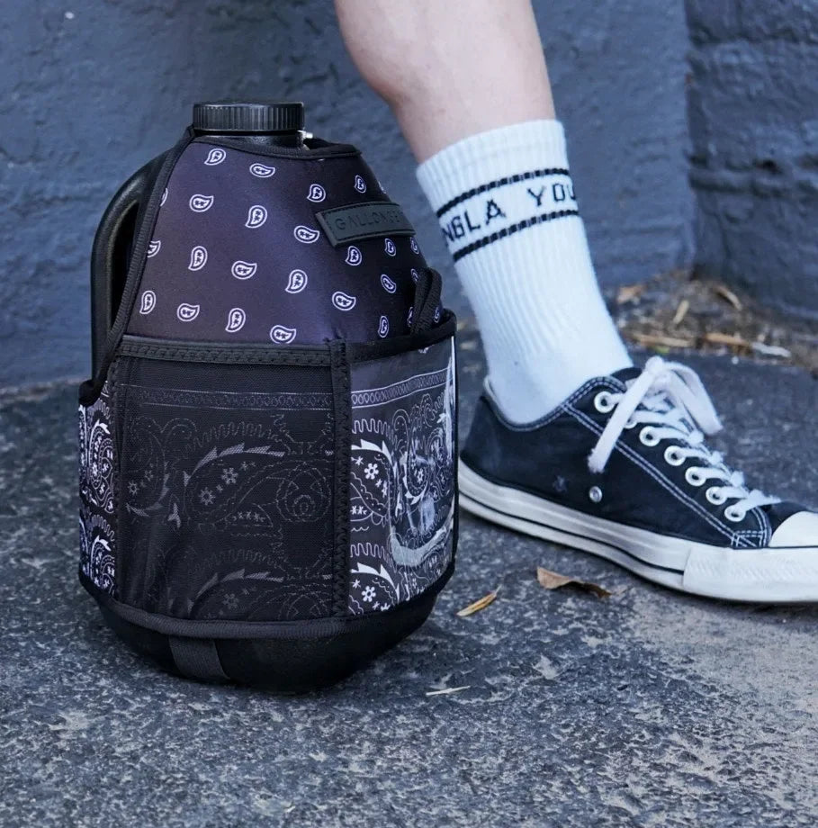 "2025" GALLON GEAR HALF GALLON BOOTY | GYM WATER BOTTLE SLEEVE (BANDANA BLACK)