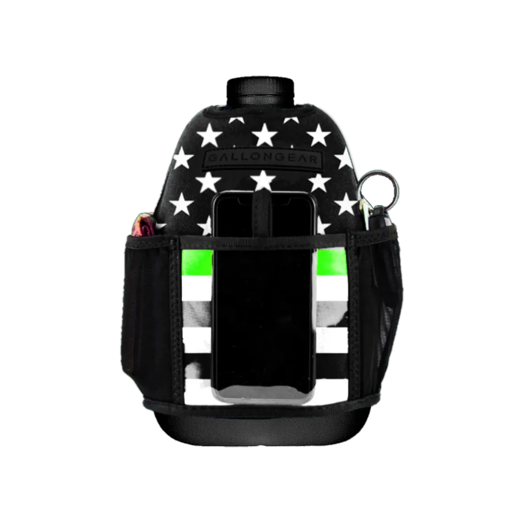 "2025" GALLON GEAR 1 GALLON BOOTY | GYM WATER BOTTLE SLEEVE (THIN GREEN LINE)#