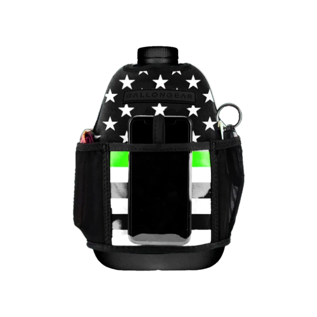 "2025" GALLON GEAR 1 GALLON BOOTY | GYM WATER BOTTLE SLEEVE (THIN GREEN LINE)#