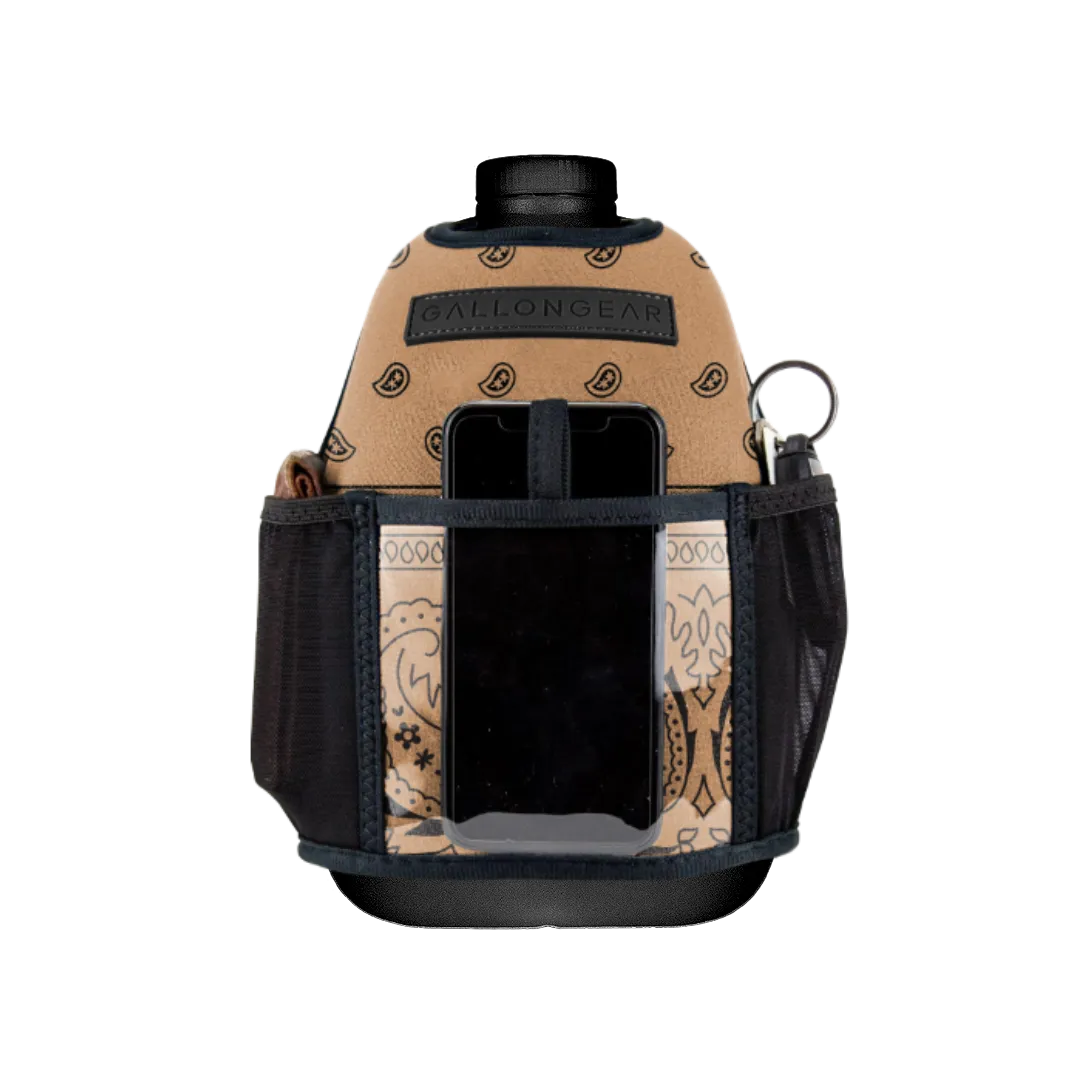 "2025" GALLON GEAR 1 GALLON BOOTY | GYM WATER BOTTLE SLEEVE (BANDANA TAN)