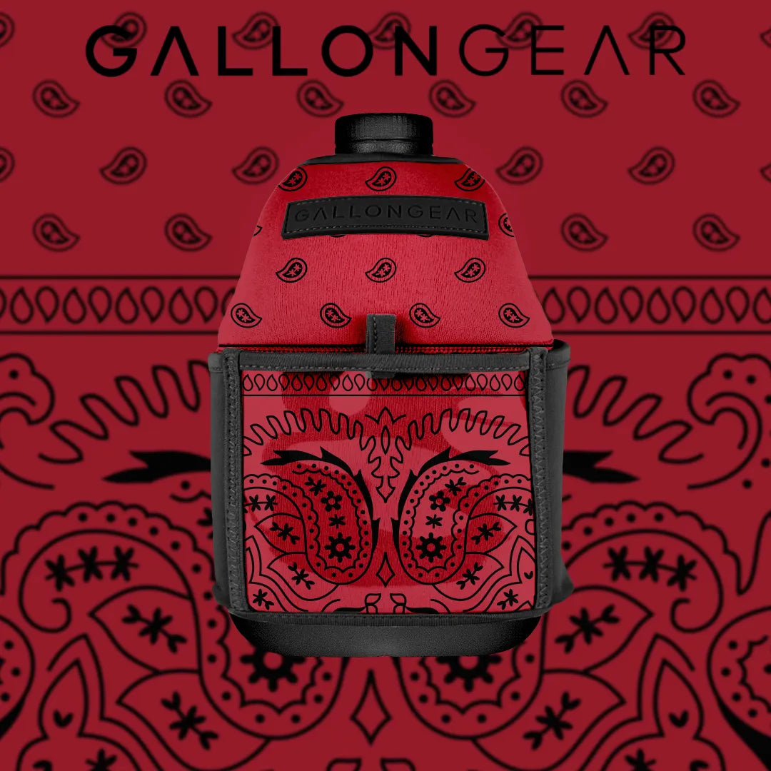 "2025" GALLON GEAR 1 GALLON BOOTY | GYM WATER BOTTLE SLEEVE (BANDANA RED)