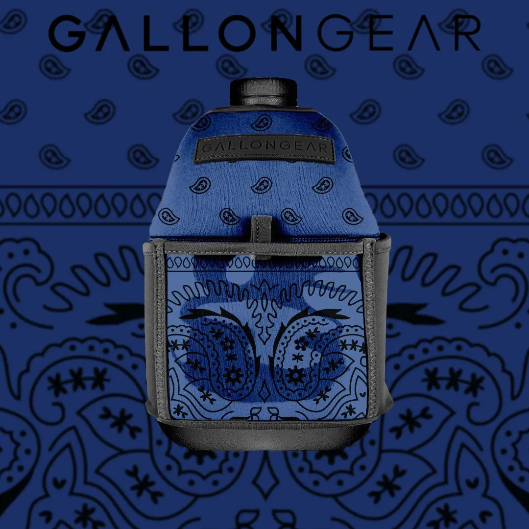 "2025" GALLON GEAR 1 GALLON BOOTY | GYM WATER BOTTLE SLEEVE (BANDANA BLUE)