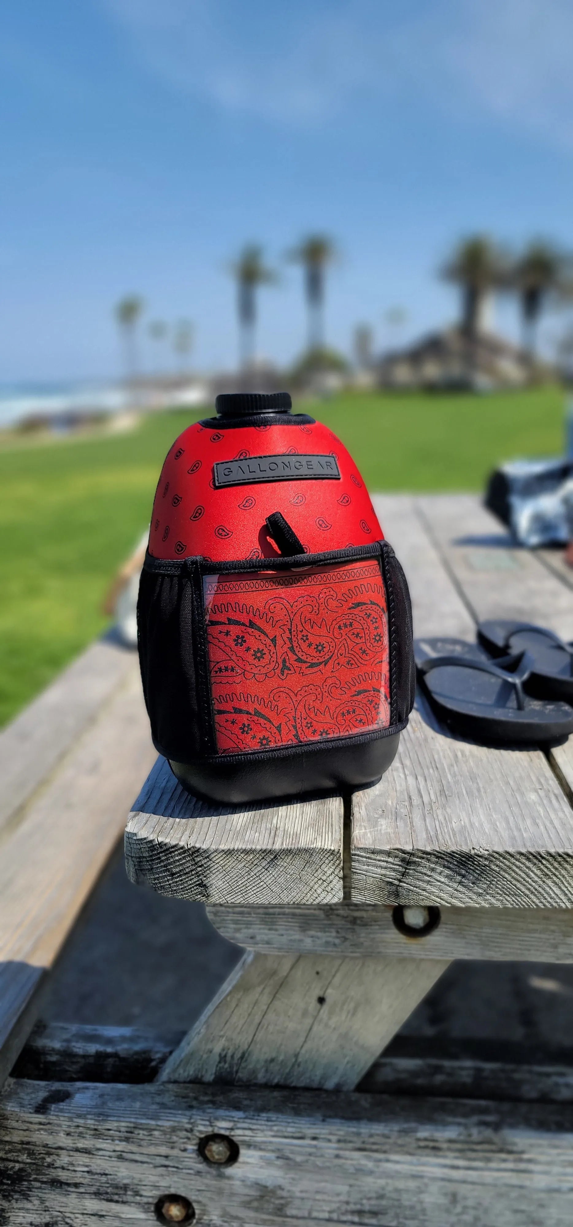 "2025" GALLON GEAR 1 GALLON BOOTY | GYM WATER BOTTLE SLEEVE (BANDANA RED)