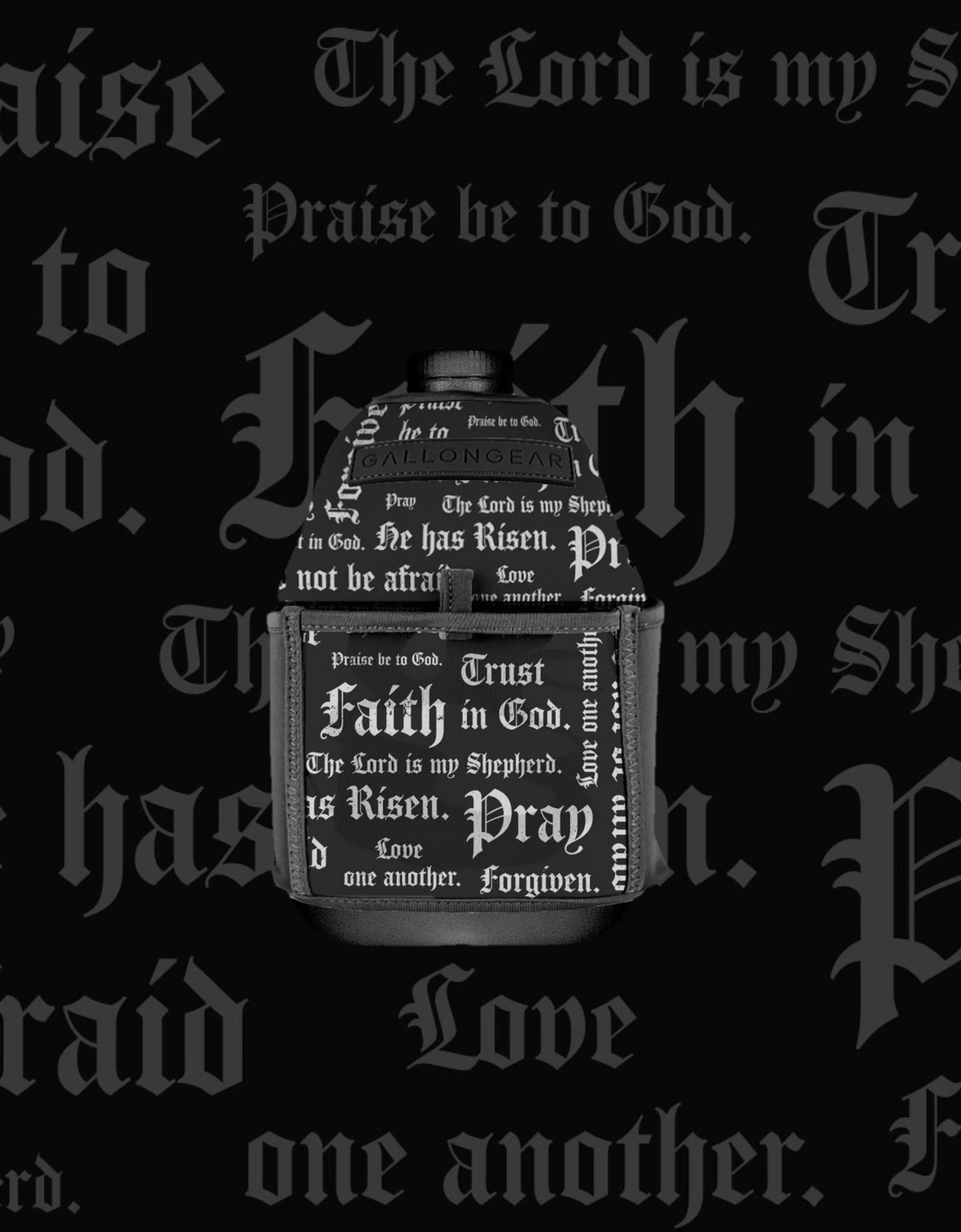 "2025" GALLON GEAR BOOTY 1 GALLON | GYM WATER BOTTLE SLEEVE (SCRIPTURE BLACK/WHITE)#