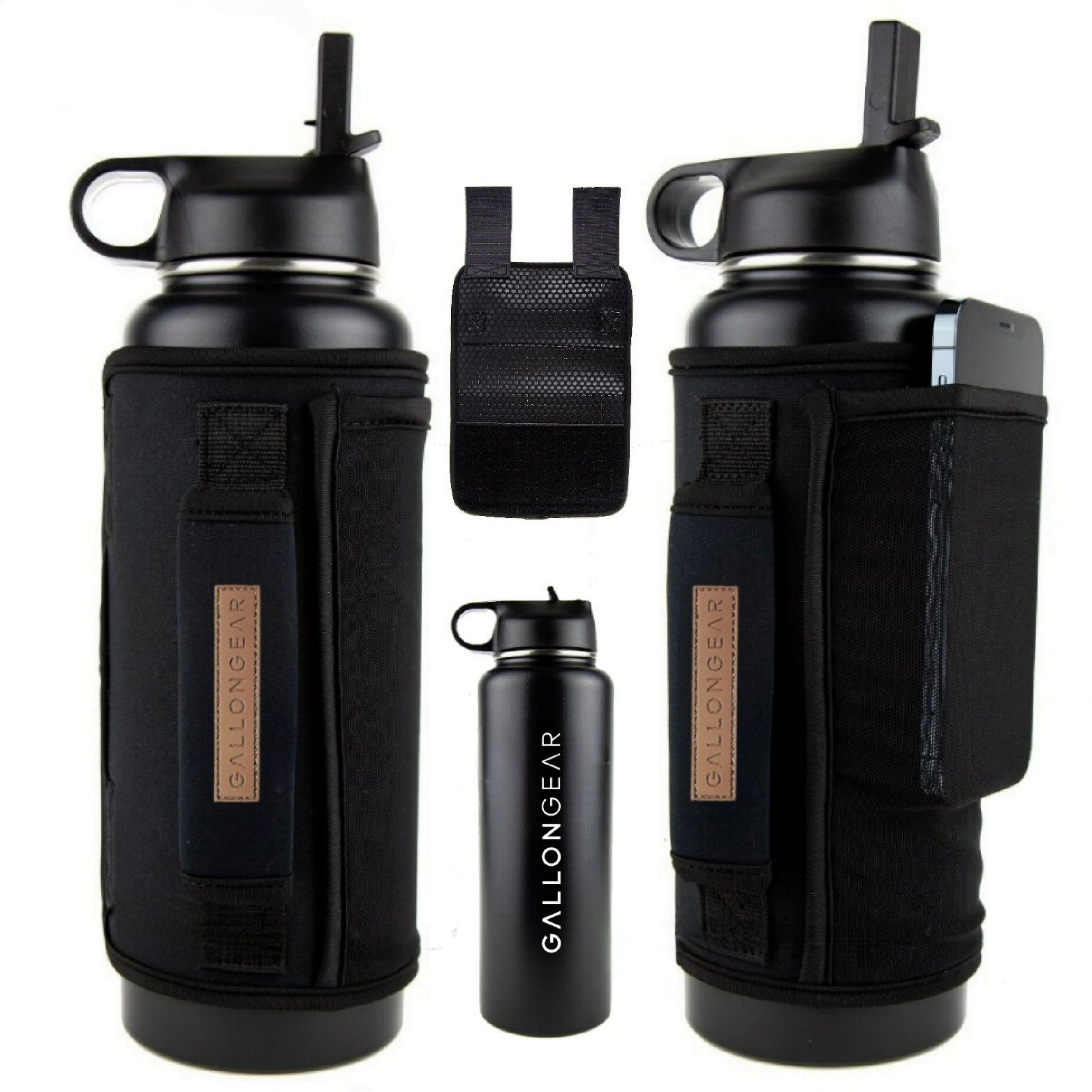 * IN STOCK * 2025 GALLON GEAR 40 OUNCE BOOTY | GYM WATER BOTTLE SLEEVE | NEOPRENE SLEEVE WITH CARRYING HANDLE (BLACK/BROWN)