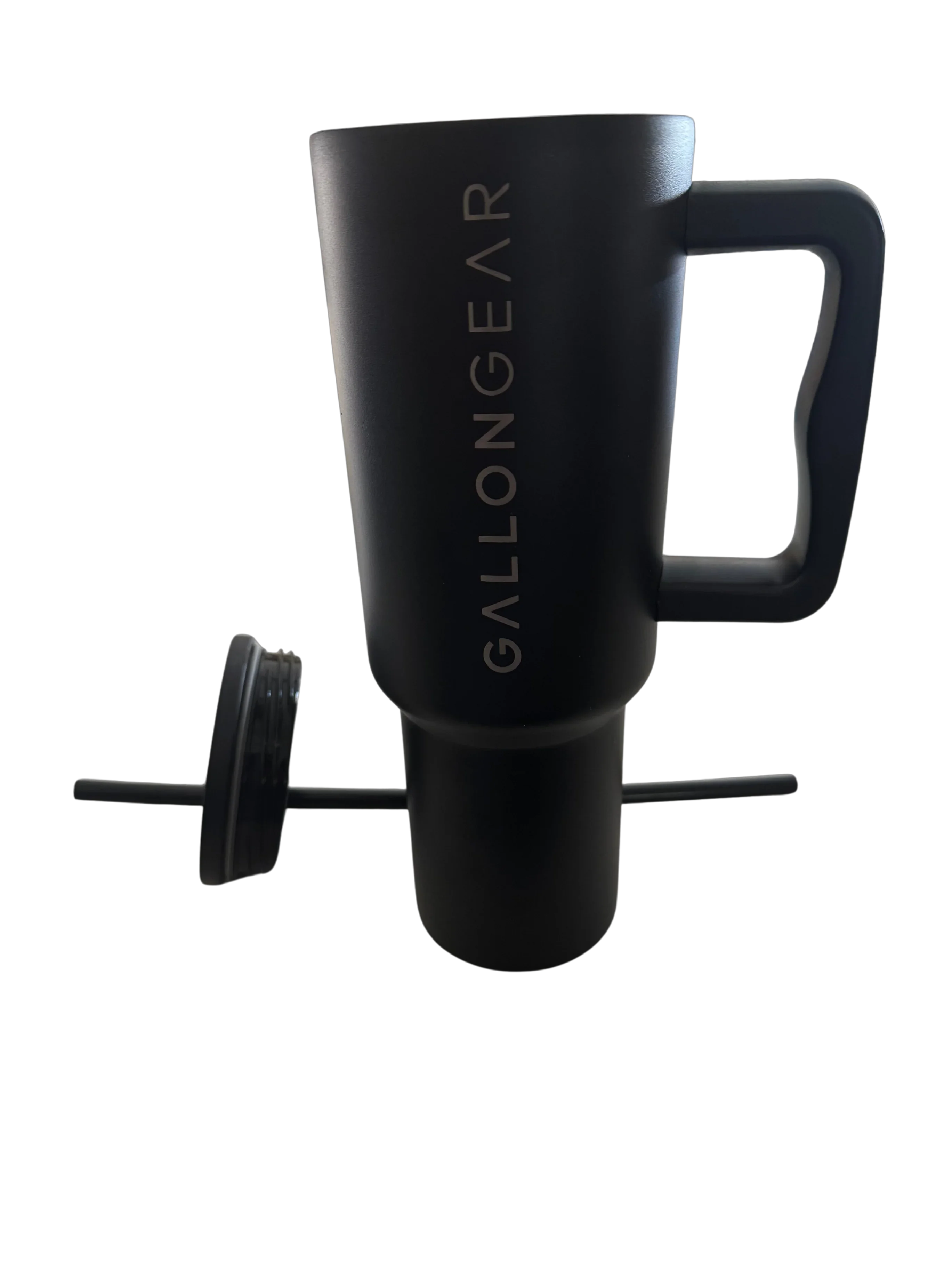 Water Bottle Stainless Steel Tumbler with Straw 40 Oz | Gallon Gear | Black | Hot/Cold