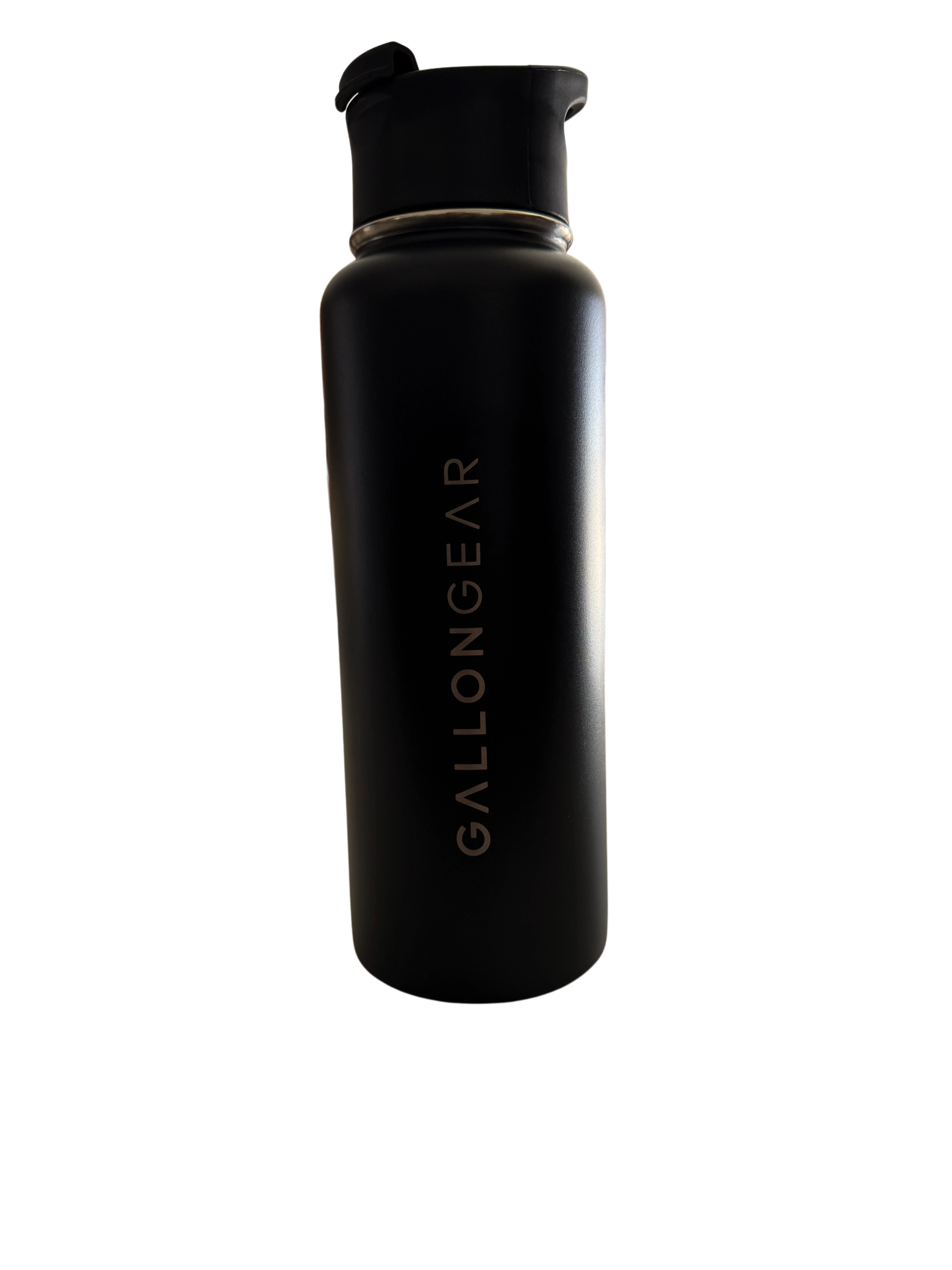 * IN STOCK * 2025 GALLON GEAR STAINLESS STEEL COMBO INSULATED WATER BOTTLE | WITH HANDLE SNAP TOP LID 40 OUNCE | GYM WATER BOTTLE WITH SLEEVE | NEOPRENE SLEEVE WITH CARRYING HANDLE (BLACK BOTTLE/BLACK SLEEVE)