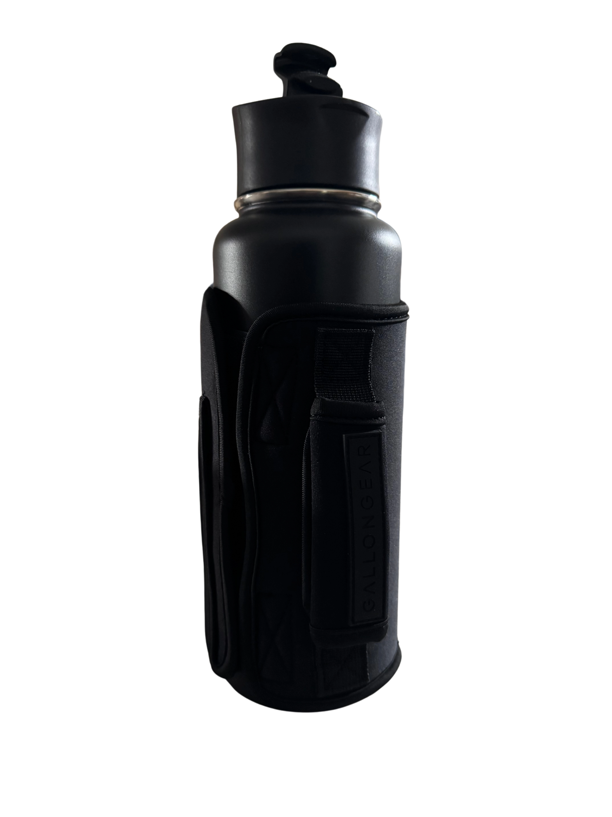 * IN STOCK * 2025 GALLON GEAR STAINLESS STEEL COMBO INSULATED WATER BOTTLE | WITH HANDLE SNAP TOP LID 40 OUNCE | GYM WATER BOTTLE WITH SLEEVE | NEOPRENE SLEEVE WITH CARRYING HANDLE (BLACK/BLACK)