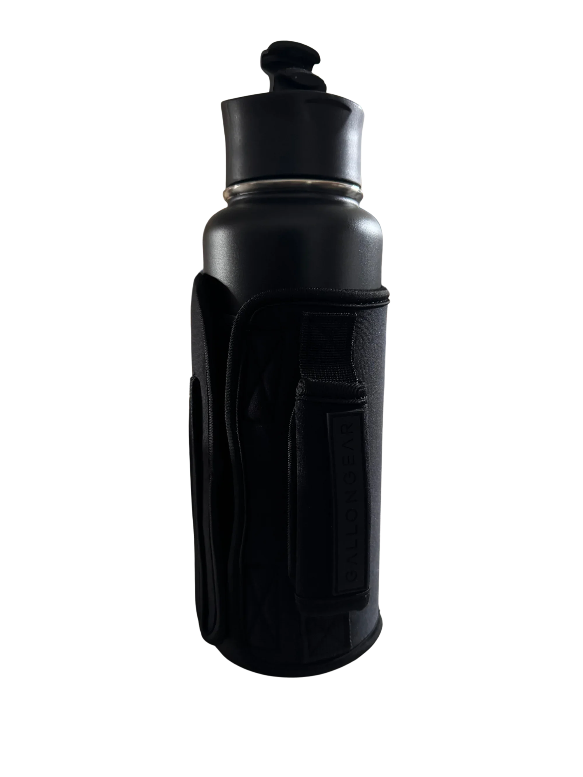 * IN STOCK * 2026 GALLON GEAR STAINLESS STEEL COMBO INSULATED WATER BOTTLE | WITH HANDLE SNAP TOP LID 40 OUNCE | GYM WATER BOTTLE WITH SLEEVE | NEOPRENE SLEEVE WITH CARRYING HANDLE (BLACK BOTTLE/BLACK SLEEVE)