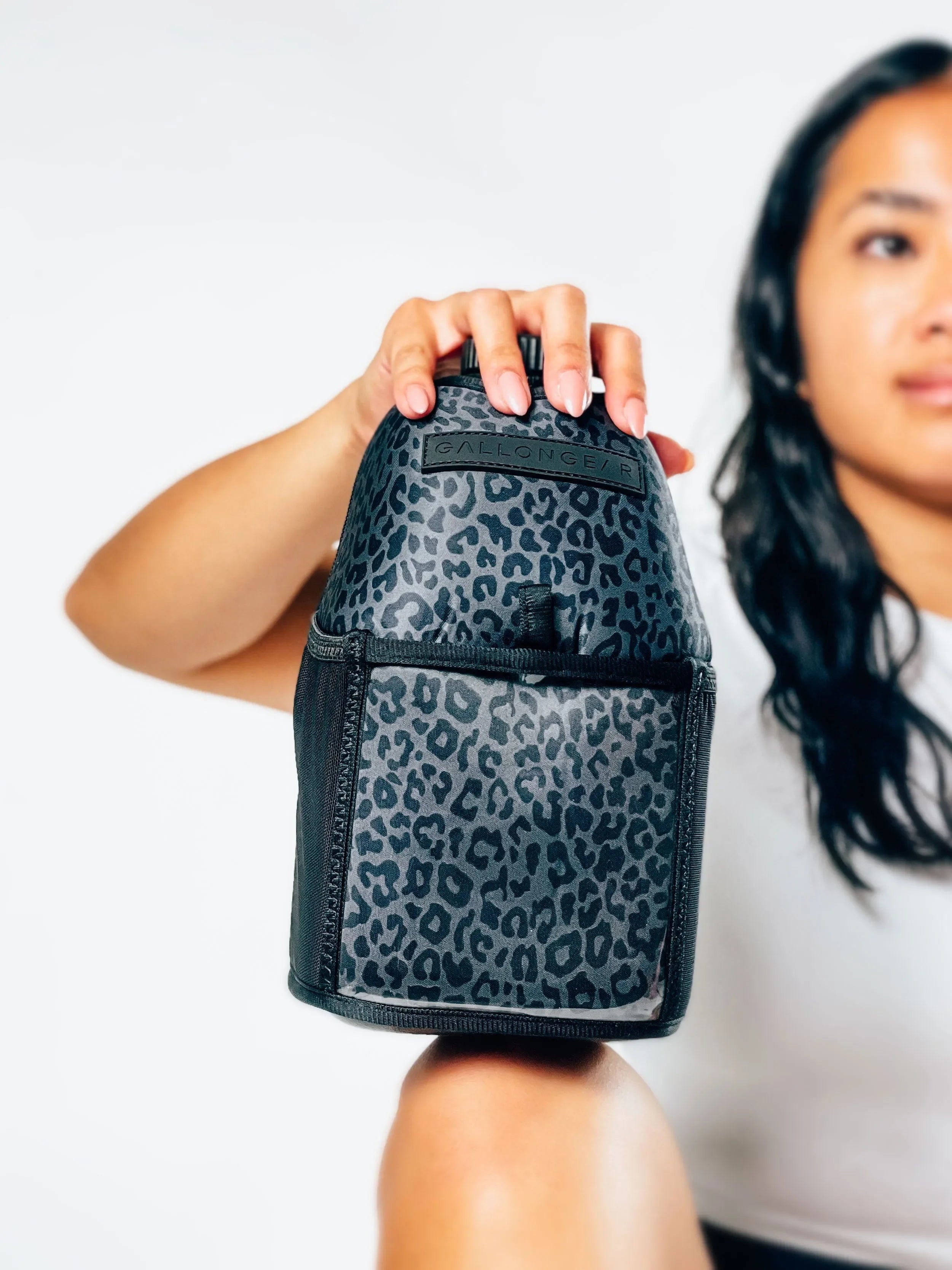 "2025" GALLON GEAR HALF GALLON BOOTY | GYM WATER BOTTLE SLEEVE (LEOPARD BLACK)