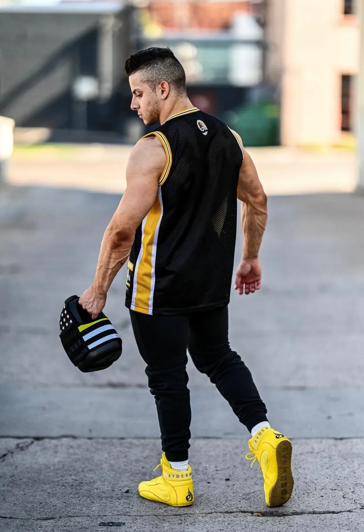 Insulated Gym Sports Sleeve | One Gallon Jug Water Bottle Sleeve | Gallon Gear | Thin Yellow Line