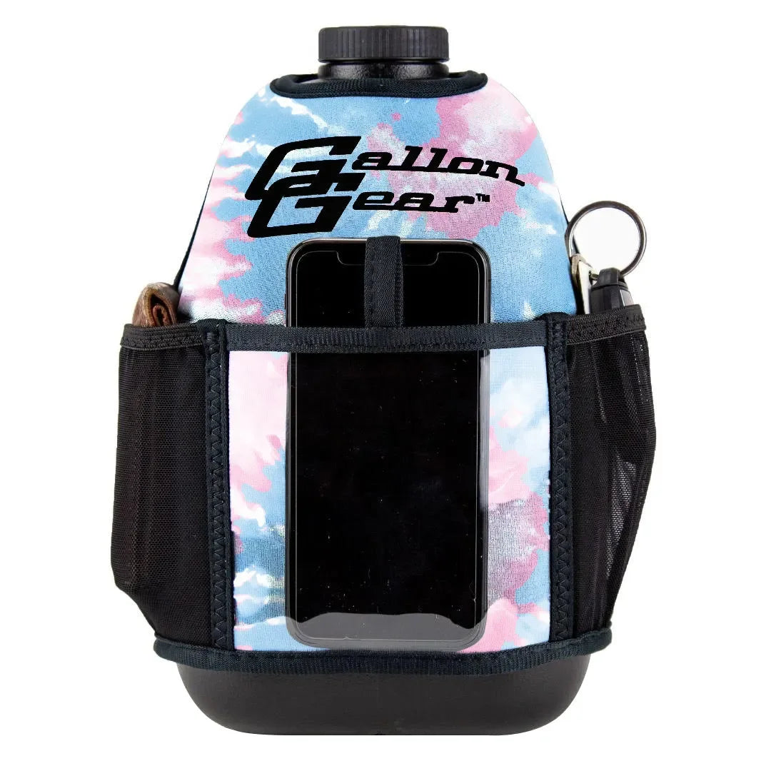 Insulated Gym Sports Sleeve | One Gallon Jug Water Bottle Sleeve | Gallon Gear | Tye Dye Pink