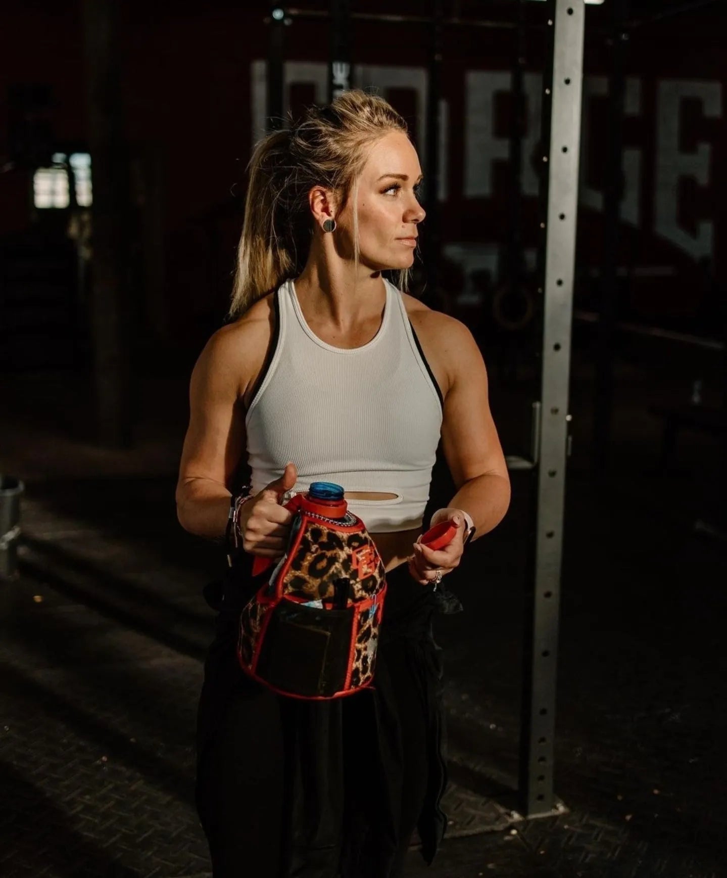 "2025" GALLON GEAR 1 GALLON BOOTY | GYM WATER BOTTLE SLEEVE (LEOPARD RED)#
