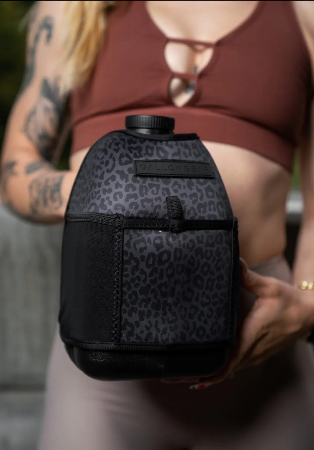 "2025" GALLON GEAR 1 GALLON BOOTY | GYM WATER BOTTLE SLEEVE (LEOPARD BLACK)