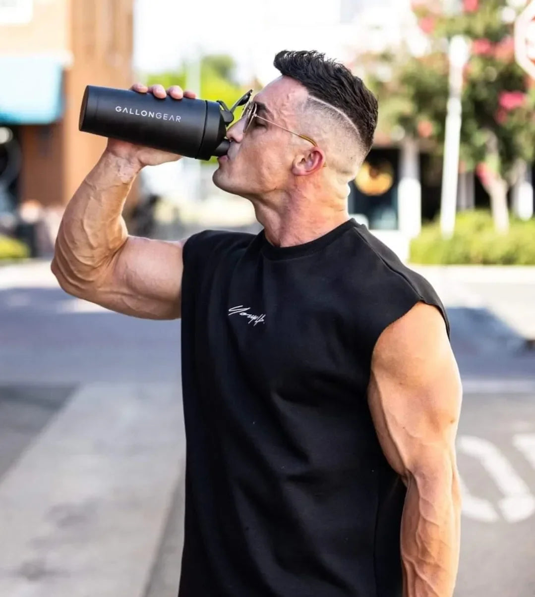 * IN STOCK * 2026 GALLON GEAR STAINLESS STEEL INSULATED SHAKER BOTTLE | SHAKER BALL AND MIXER LID INCLUDED 25oz/750ml CAPACITY | KEEPS LIQUIDS COLD FOR 24 HOURS AND HOT FOR 12 HOURS (BLACK)