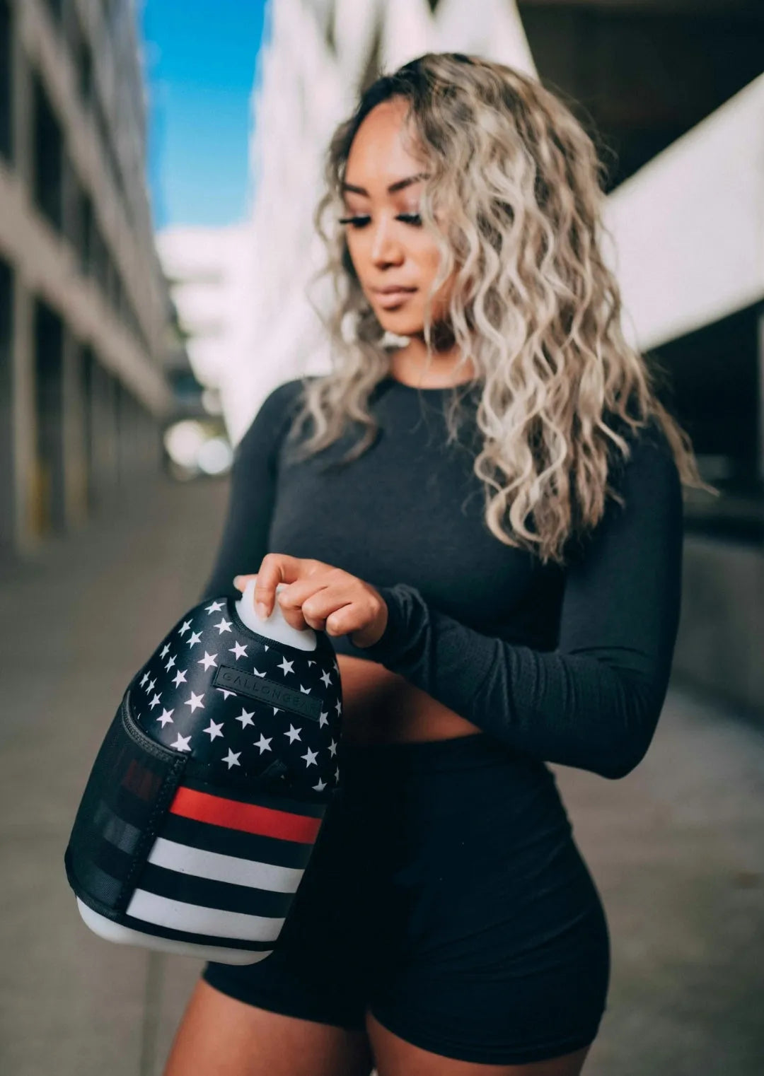 "2025" GALLON GEAR 1 GALLON BOOTY | GYM WATER BOTTLE SLEEVE (THIN RED LINE)#
