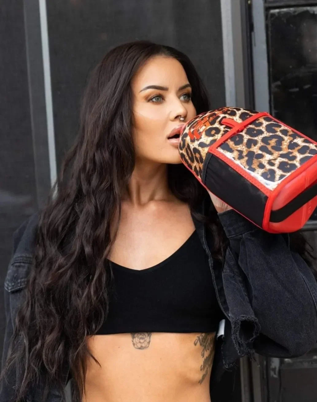 "2025" GALLON GEAR HALF GALLON BOOTY | GYM WATER BOTTLE SLEEVE (LEOPARD RED)#