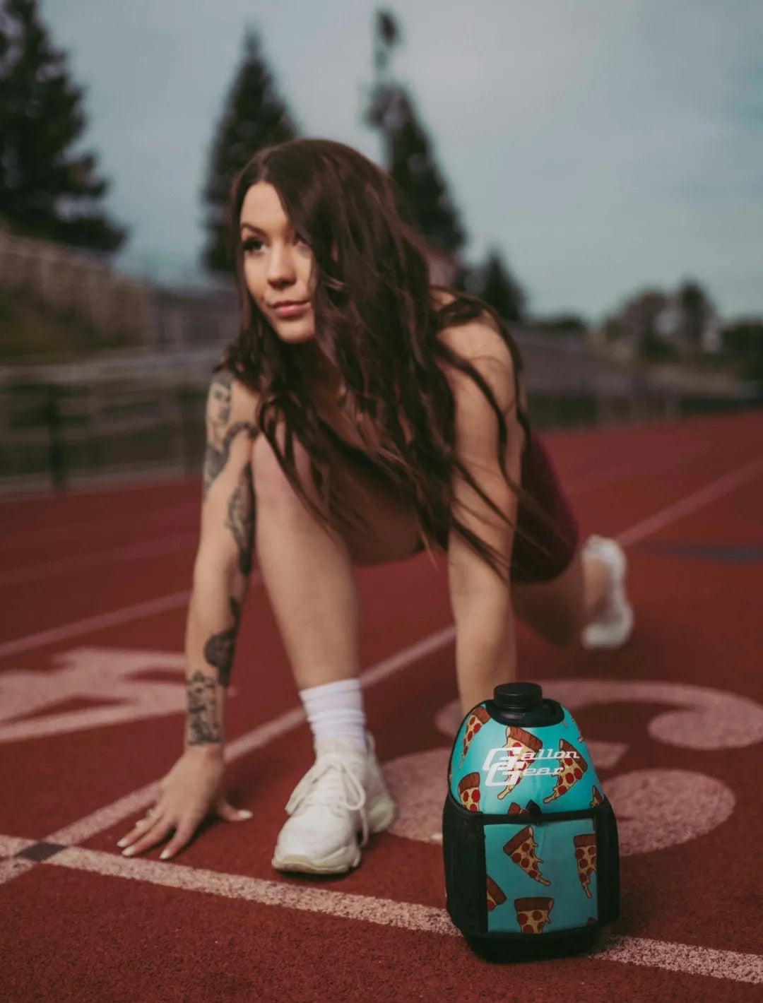 "2025" GALLON GEAR 1 GALLON BOOTY | GYM WATER BOTTLE SLEEVE (PIZZA AQUA)#
