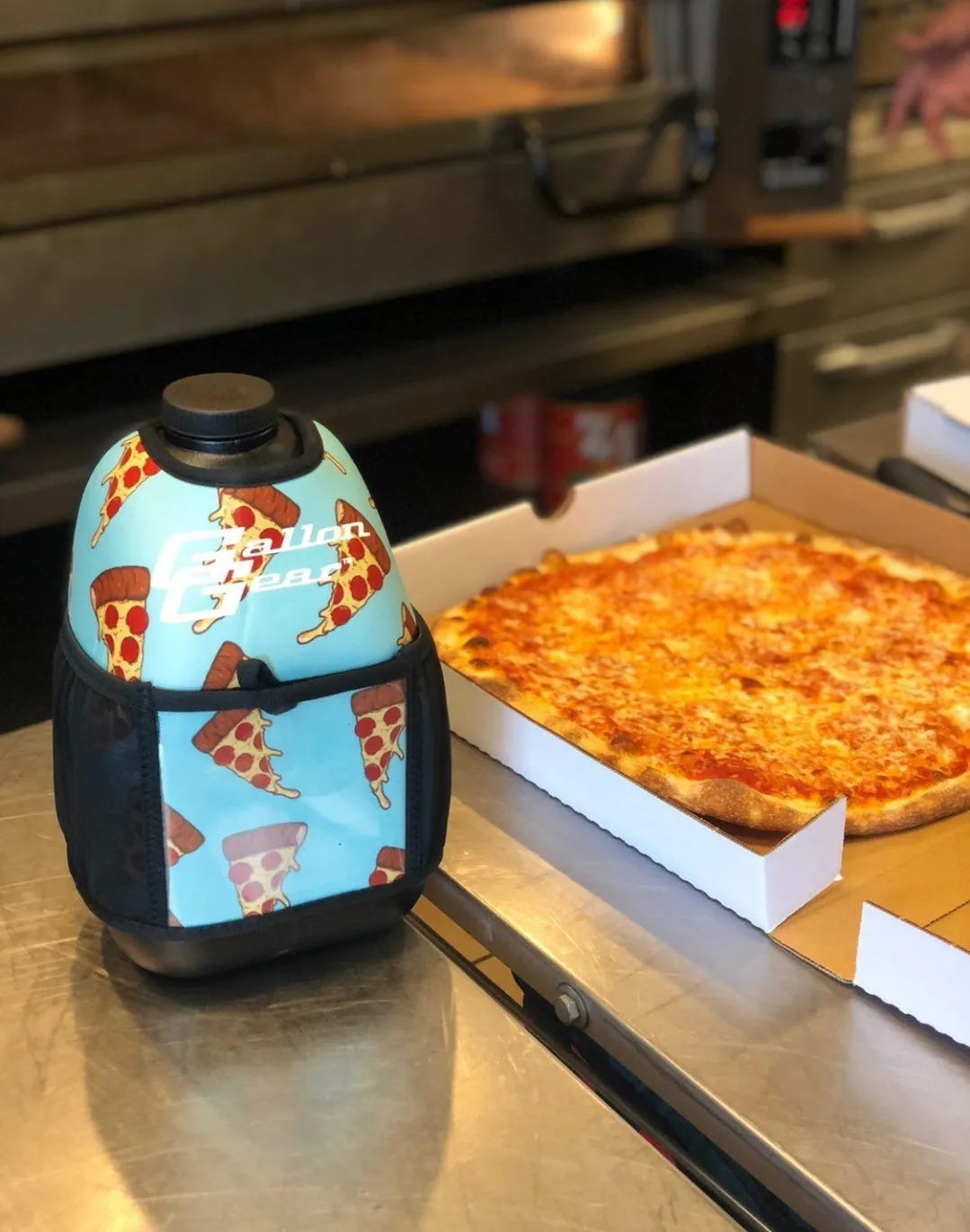 "2025" GALLON GEAR 1 GALLON BOOTY | GYM WATER BOTTLE SLEEVE (PIZZA AQUA)#