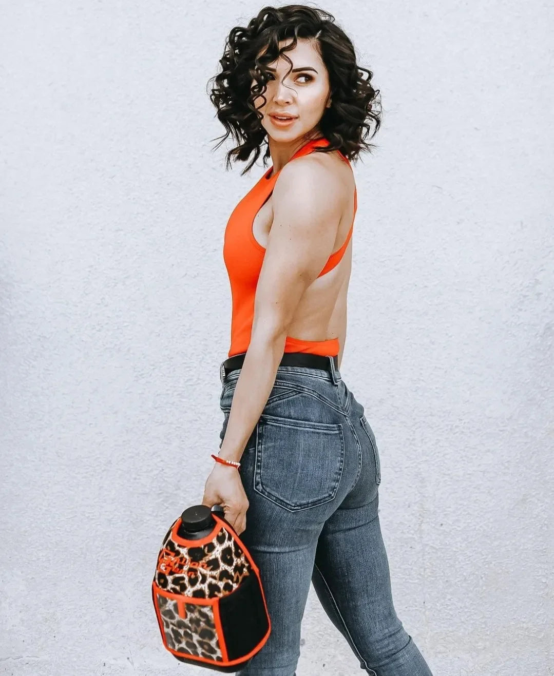 "2025" GALLON GEAR HALF GALLON BOOTY | GYM WATER BOTTLE SLEEVE (LEOPARD RED)#