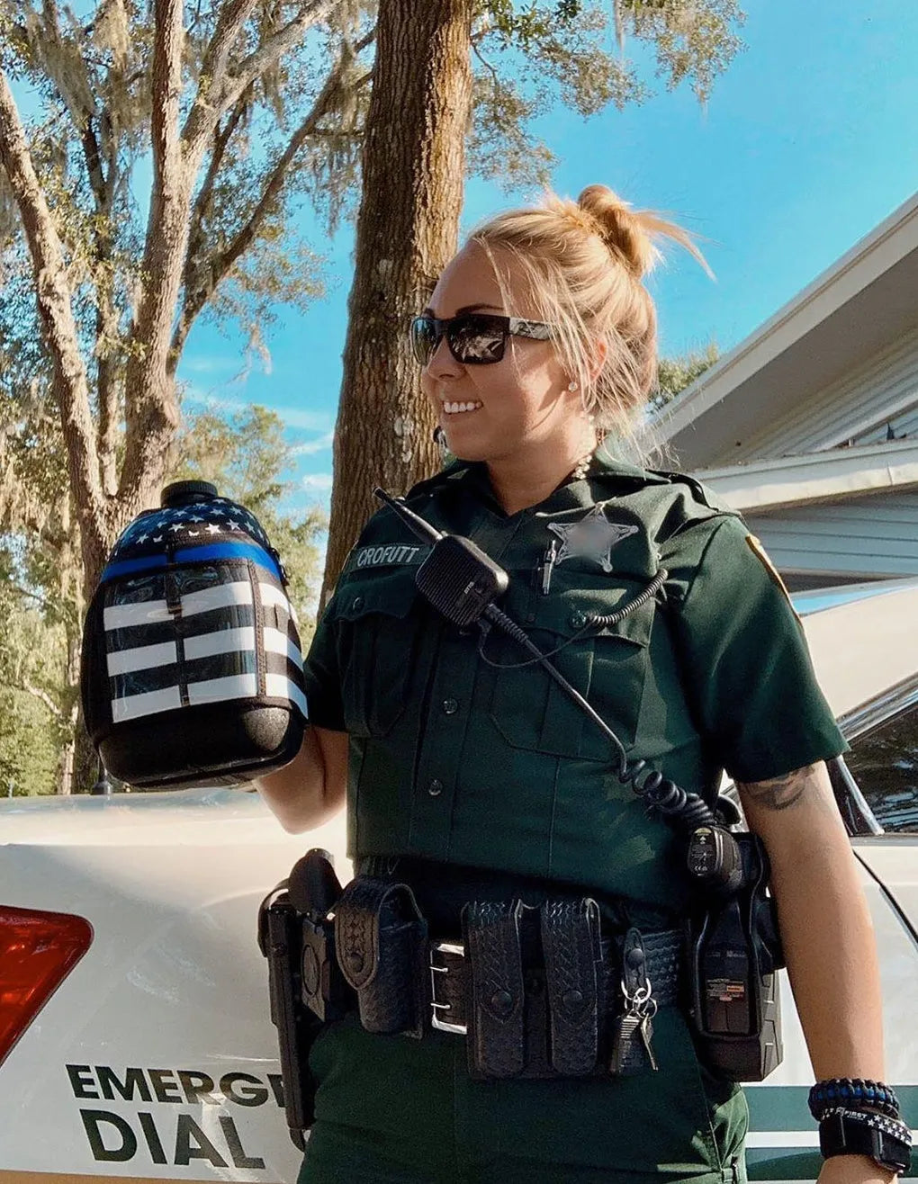 "2025" GALLON GEAR 1 GALLON BOOTY | GYM WATER BOTTLE SLEEVE (THIN BLUE LINE)
