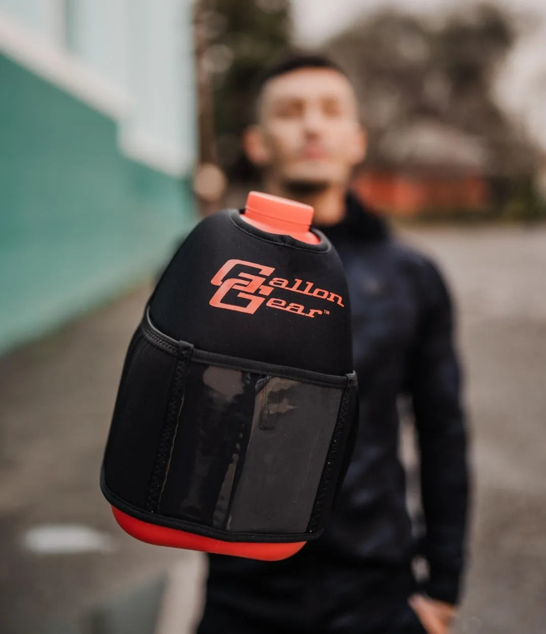 "2025" GALLON GEAR HALF GALLON BOOTY | GYM WATER BOTTLE SLEEVE (BLACK/RED)