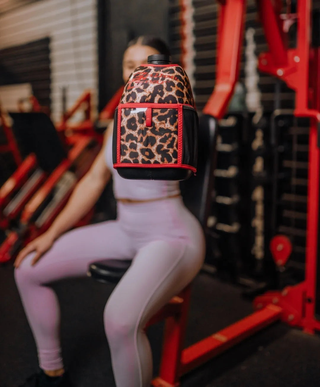 "2025" GALLON GEAR 1 GALLON BOOTY | GYM WATER BOTTLE SLEEVE (LEOPARD RED)#