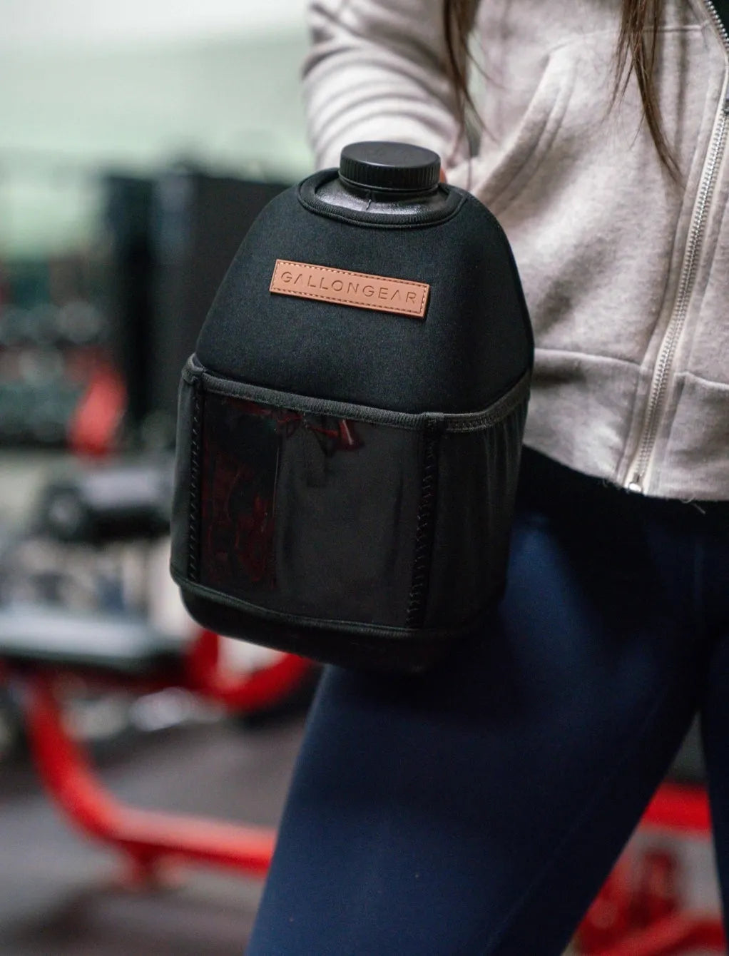 "2025" GALLON GEAR 1 GALLON BOOTY | GYM WATER BOTTLE SLEEVE (BLACK/BROWN)