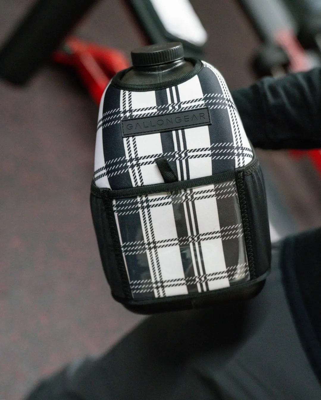 "2025" GALLON GEAR 1 GALLON BOOTY | GYM WATER BOTTLE SLEEVE (PLAID WHITE/BLACK)#