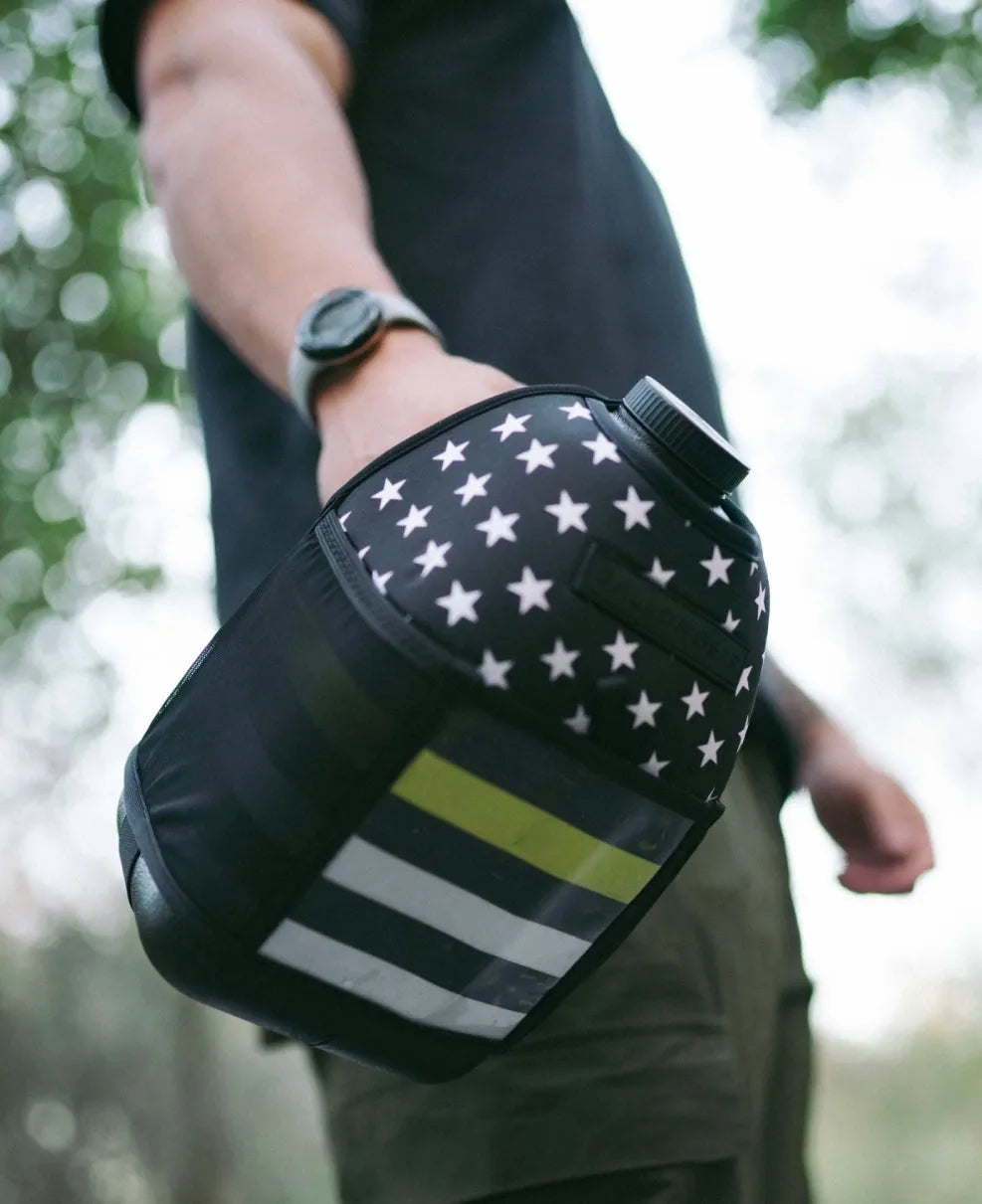 "2025" GALLON GEAR 1 GALLON BOOTY | GYM WATER BOTTLE SLEEVE (THIN YELLOW LINE)#