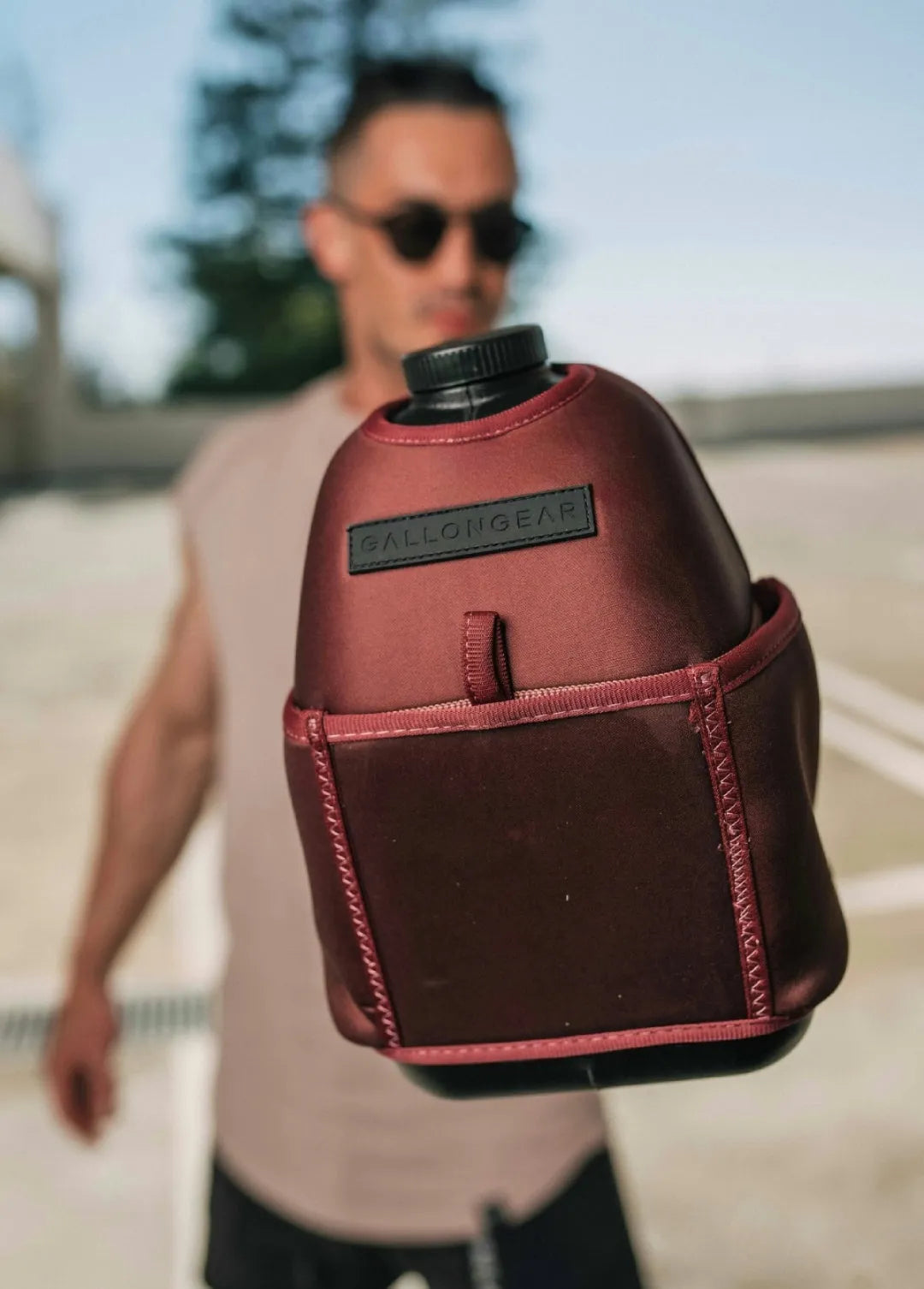 "2025" GALLON GEAR 1 GALLON BOOTY | GYM WATER BOTTLE SLEEVE (MAROON)