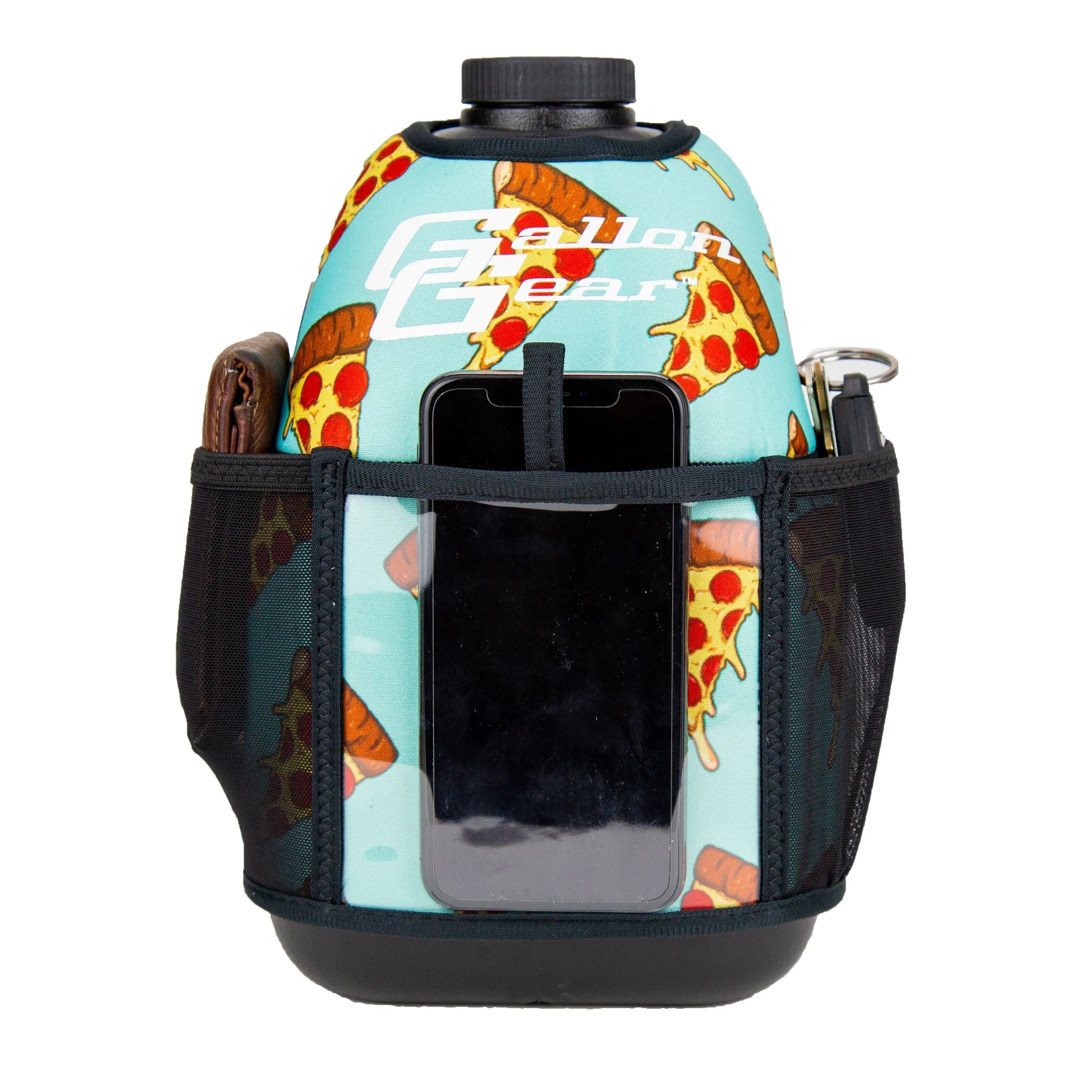 "2025" GALLON GEAR 1 GALLON BOOTY | GYM WATER BOTTLE SLEEVE (PIZZA AQUA)#
