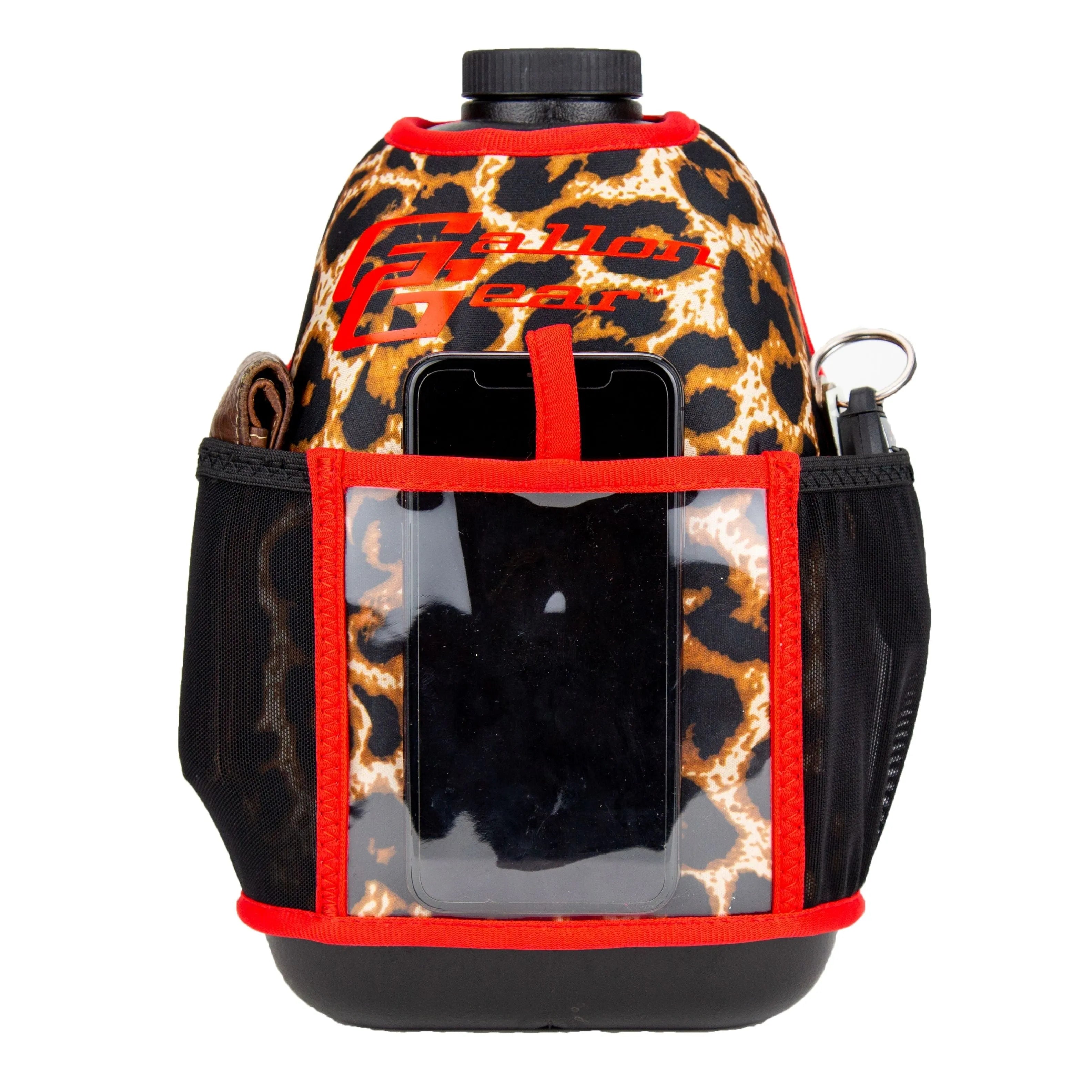 "2025" GALLON GEAR 1 GALLON BOOTY | GYM WATER BOTTLE SLEEVE (LEOPARD RED)#