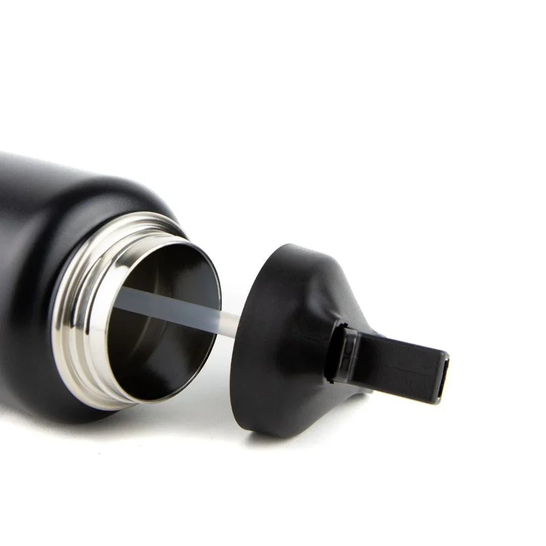Water Bottle Stainless Steel with Straw 40 Oz | Gallon Gear | Black | Hot/Cold