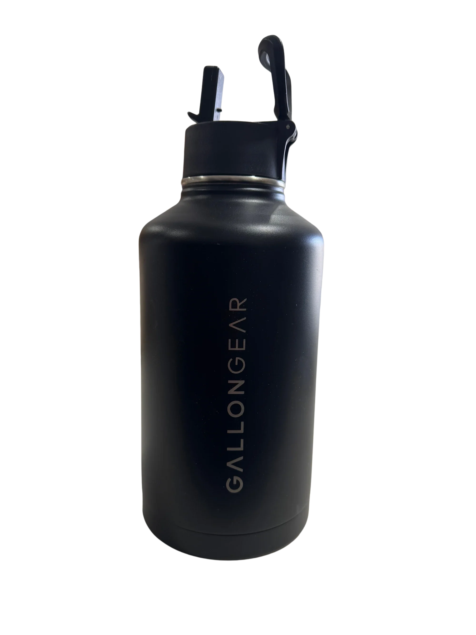 * IN STOCK * 2026 GALLON GEAR COMBO 64 OUNCE STAINLESS STEEL BLACK | GYM WATER BOTTLE WITH SLEEVE | NEOPRENE SLEEVE WITH CARRYING HANDLE (BLACK BOTTLE/BLACK/BROWN SLEEVE)