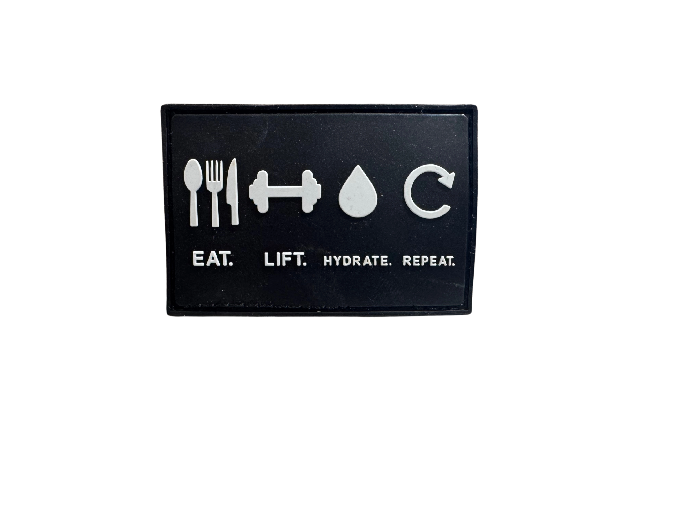 * NEW IN STOCK * 2025 GALLON GEAR PATCHES FOR YOUR PERSONALIZED GEAR EAT - LIFT - HYDRATE - REPEAT (BLACK/WHITE)