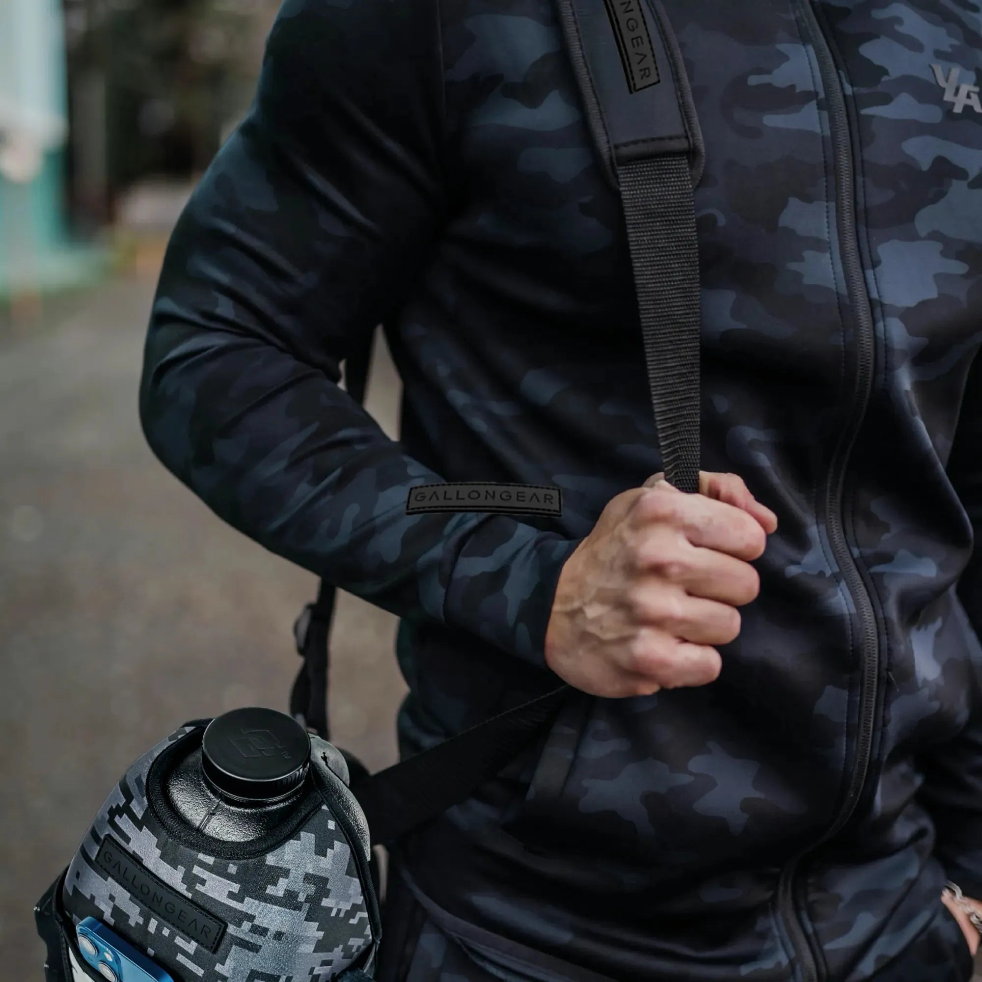 "2025" GALLON GEAR 1 GALLON BOOTY | GYM WATER BOTTLE SLEEVE (DIGITAL CAMO BLACK)