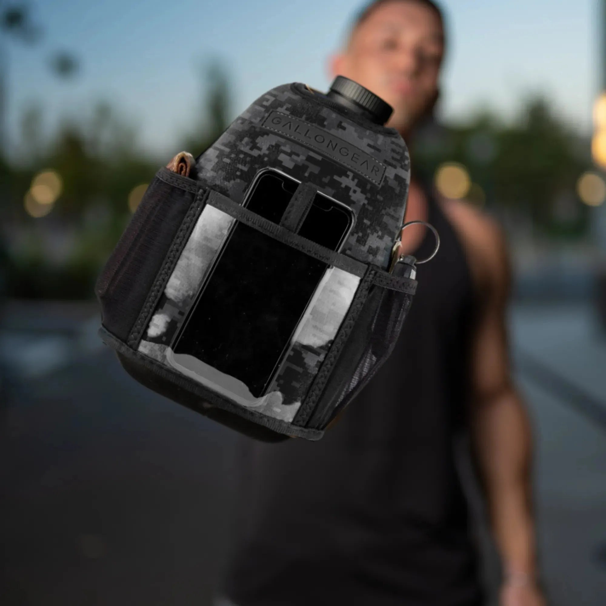 "2025" GALLON GEAR 1 GALLON BOOTY | GYM WATER BOTTLE SLEEVE (DIGITAL CAMO BLACK)