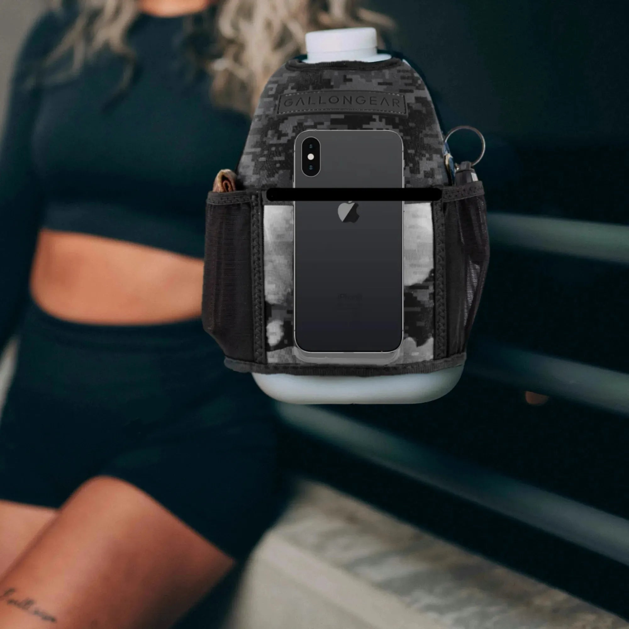 "2025" GALLON GEAR 1 GALLON BOOTY | GYM WATER BOTTLE SLEEVE (DIGITAL CAMO BLACK)